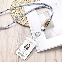 Vista 5 de MNGARISTA - Cordón de collar para profesor, cordón de identificación retráctil para mujer, mármol blanco