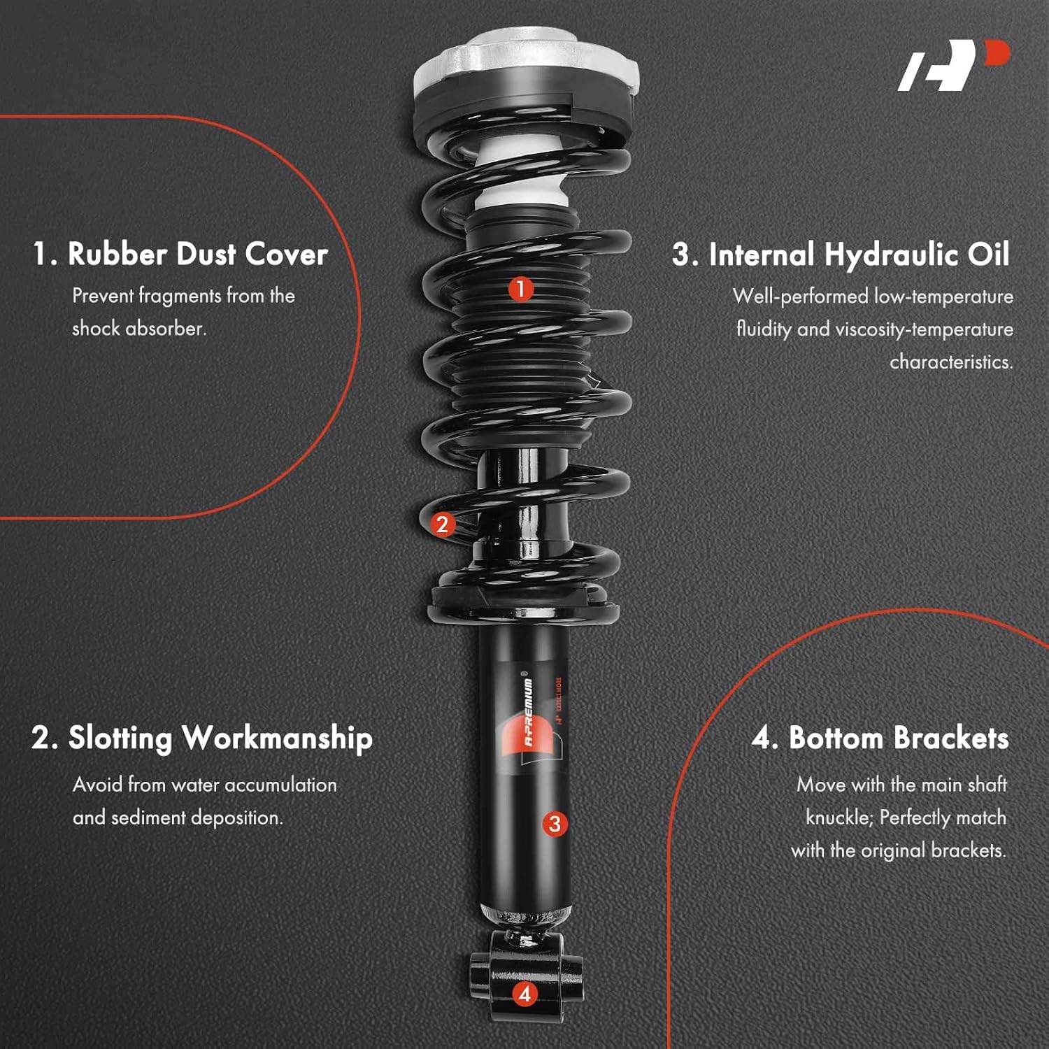 A-Premium Rear Complete Struts Compatible with BMW X3 2011-2017, X4 2015-2018, F25/F26 Series - 2x Replacement Suspension Shock Absorber with Coil Spring Assembly