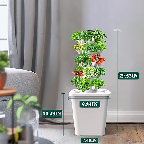 Miniatura 2 de Sjzx Kit de sistema de cultivo hidropónico, torre hidropónica de gran capacidad de 8 litros con 25 cápsulas, bomba de agua inteligente controlada