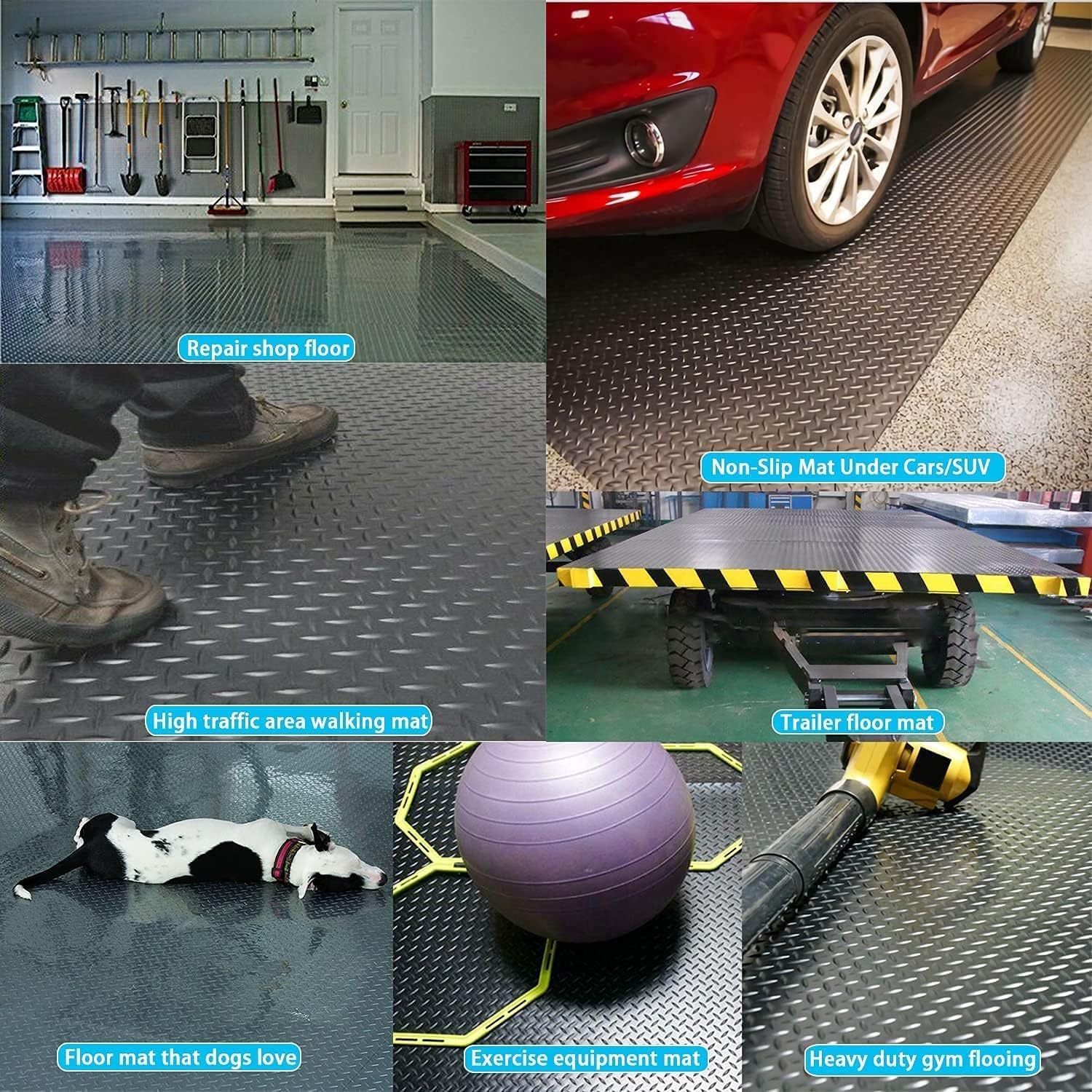 Tappetino antiscivolo in gomma diamantata, resistente, antiscivolo, impermeabile, protezione per casa, palestra, garage e veicoli