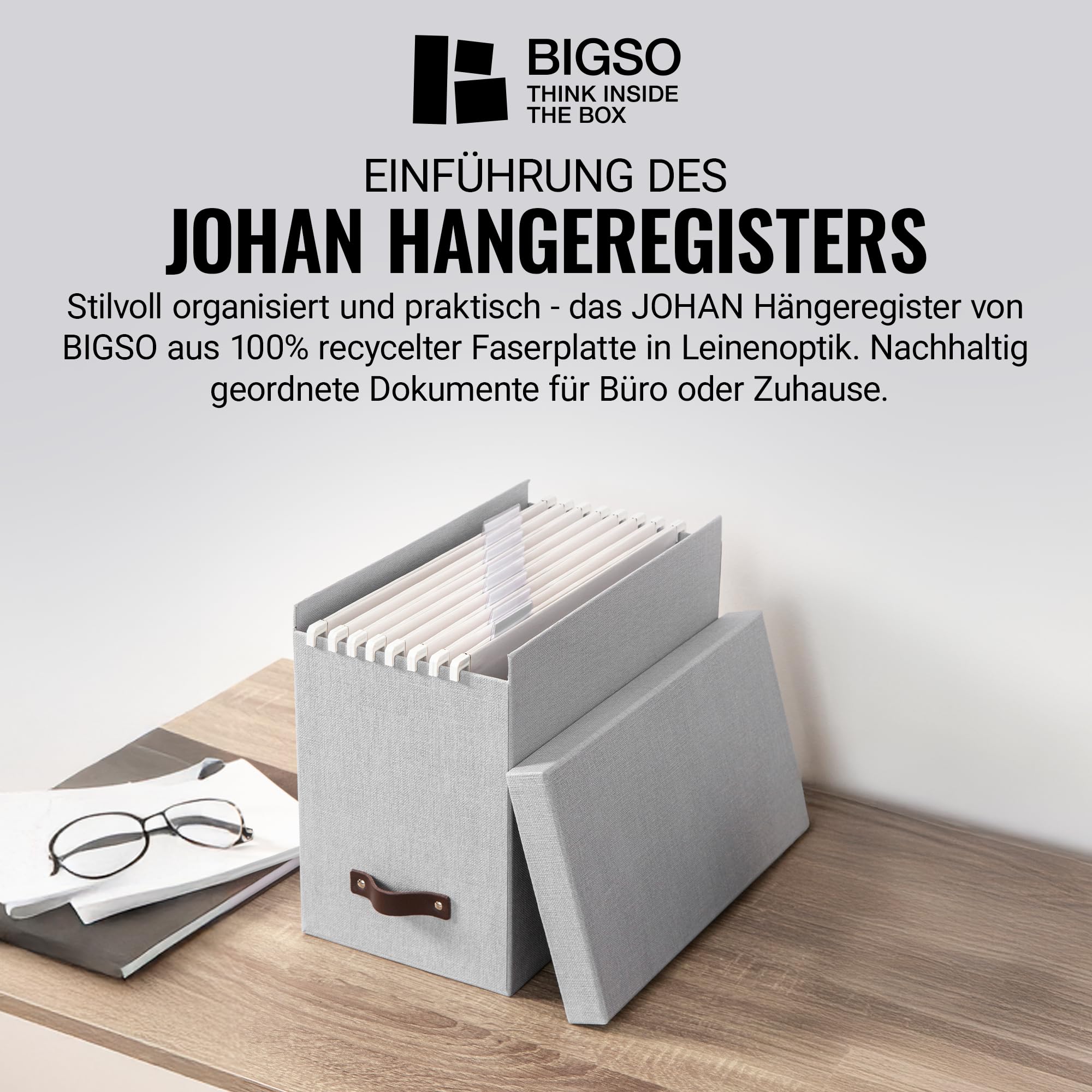Bigso Box of Sweden 944154144 Porte Dossier Panneau de Fibre Gris 35 x 18,5 x 27 cm