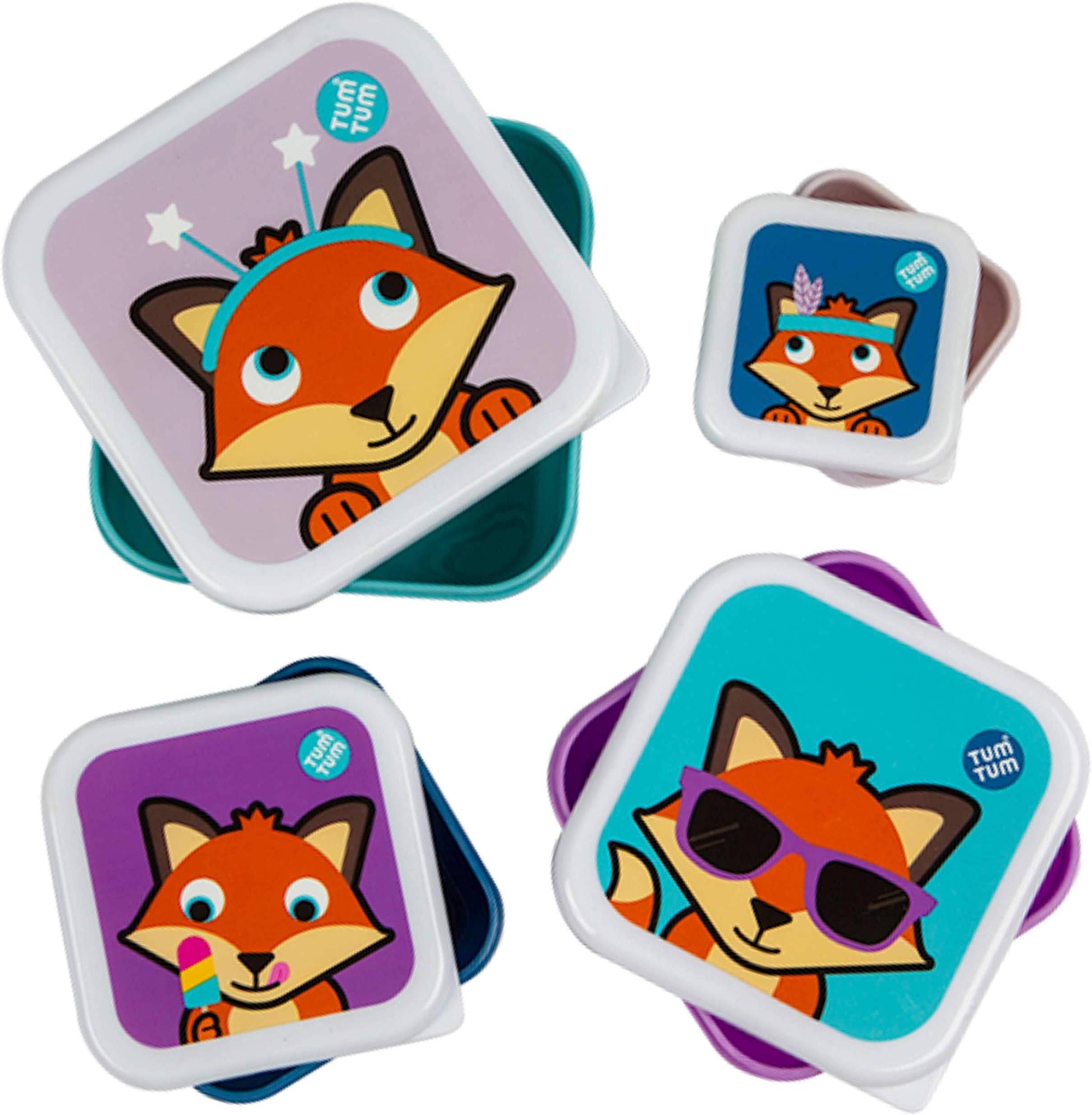TUM TUM Nesting Snack Pots for Kids, Kids Snack Box Set, BPA Free - Felicity Fox