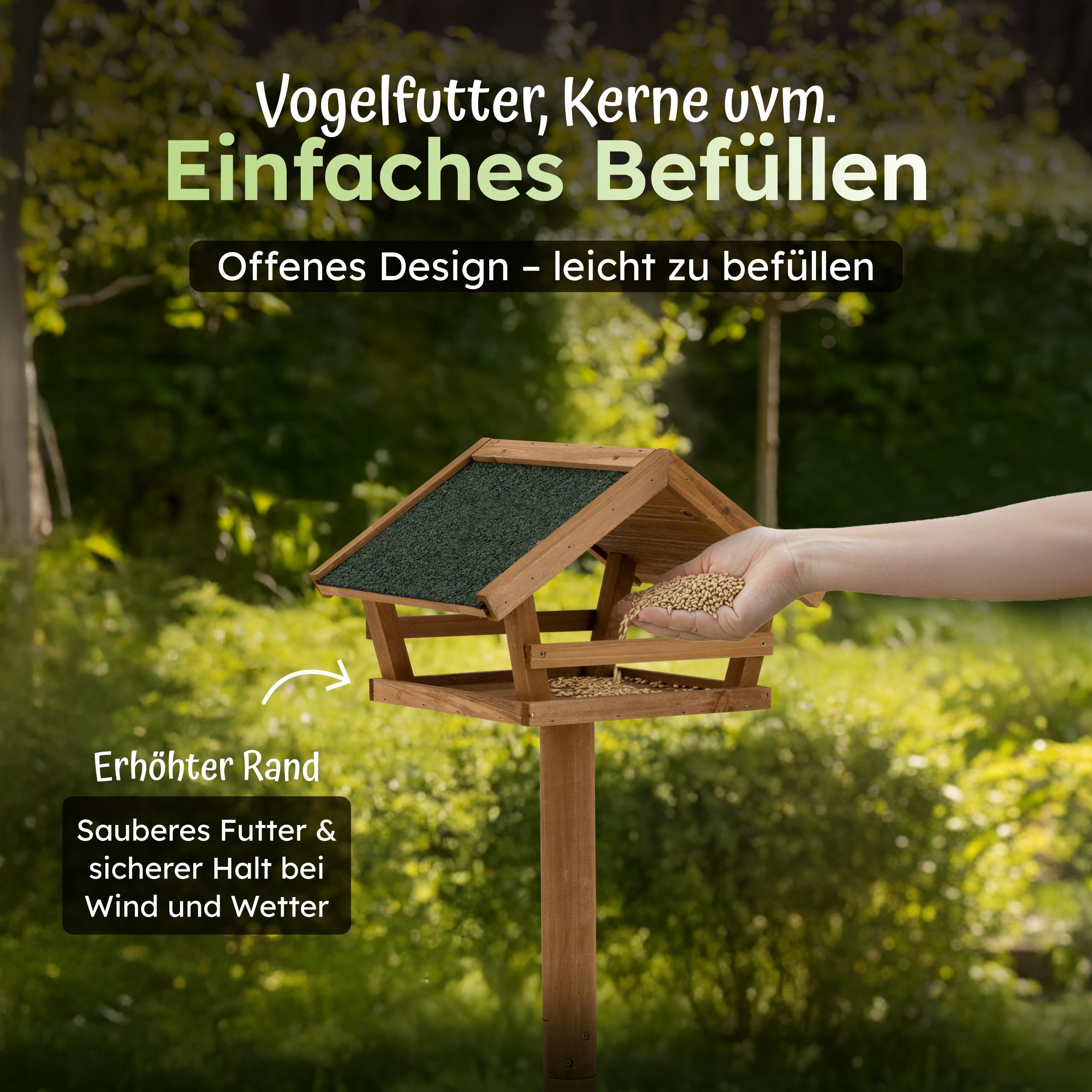 Moorland Vogelhaus mit Ständer wetterfest aus Tannenholz Bausatz