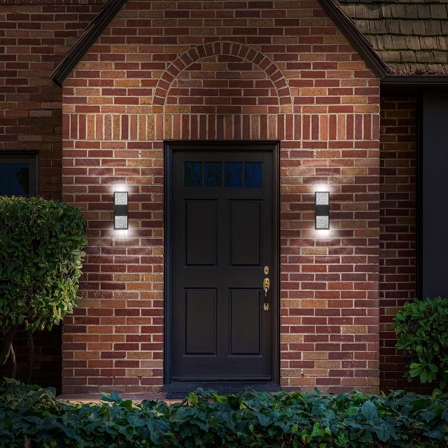 LUXRITE Up Down LED Bubble Glass Outdoor Wall Light, 17 Inch, 3CCT 3000K 4000K 5000K, IP65 Waterproof, 12W, Aluminum, Seeded Glass Light Fixture, ETL, Exterior Porch Lights, Outdoor Wall Sconce