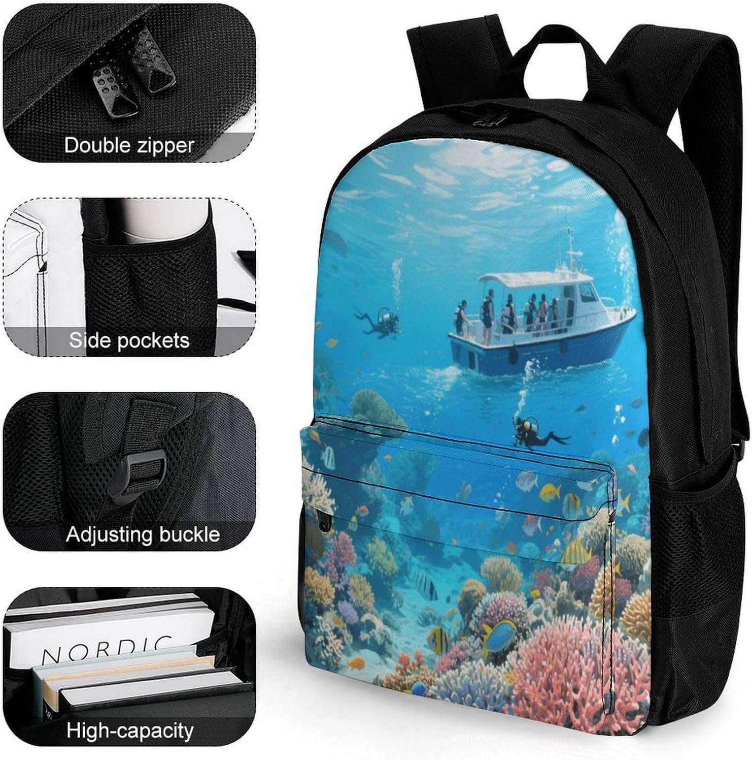 Great Barrier Reef Seascape Backpack Daypack Travel Backpack | Lightweight Casual Laptop Backpack for Women Men Aesthetic Travel Bag for Weekender Business Hiking Outdoor
