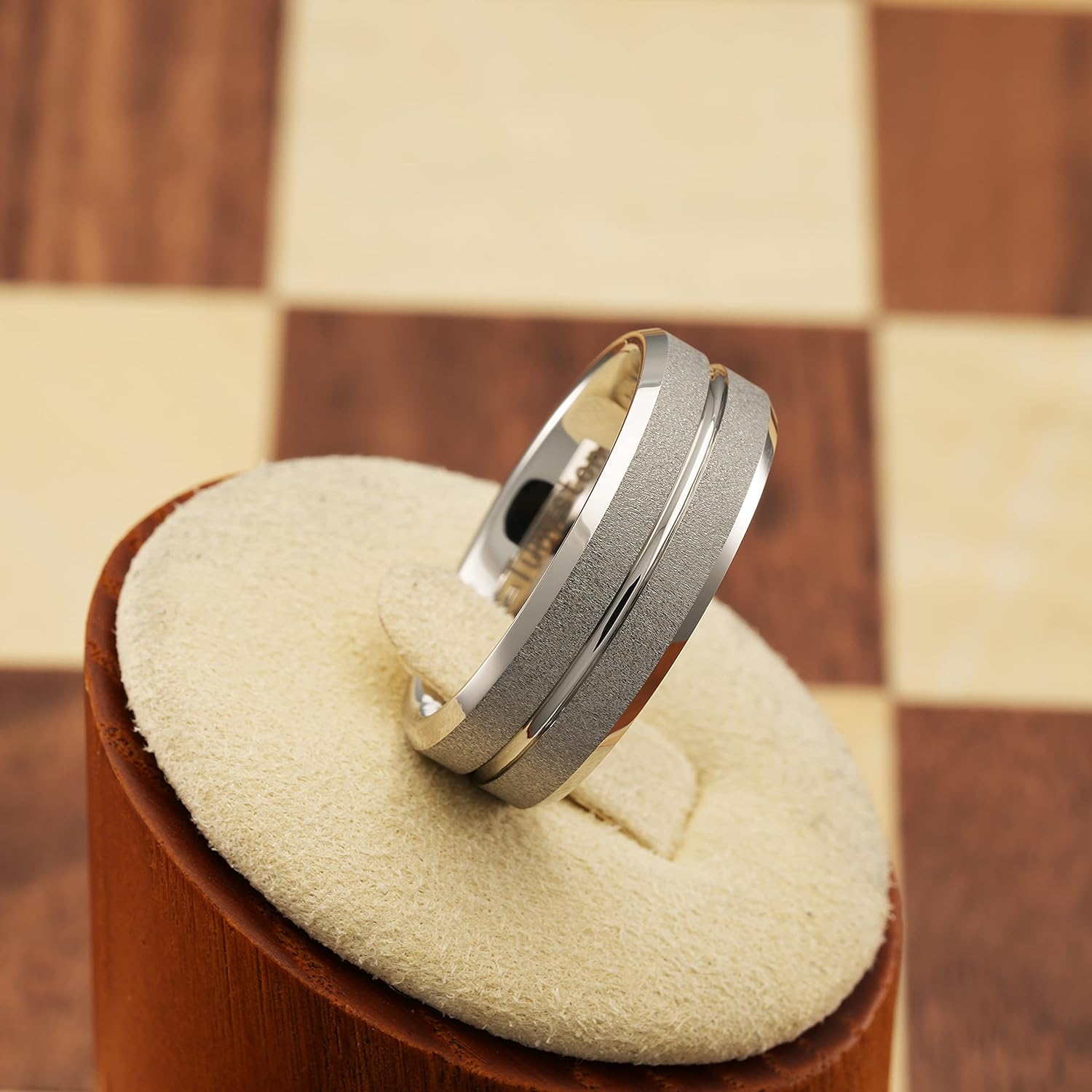 100S JEWELRY White Gold SandBlasted Finish Center Groove Tungsten Rings For Men Women Wedding Promise Engagement Band Sizes 6-16 - Image 2