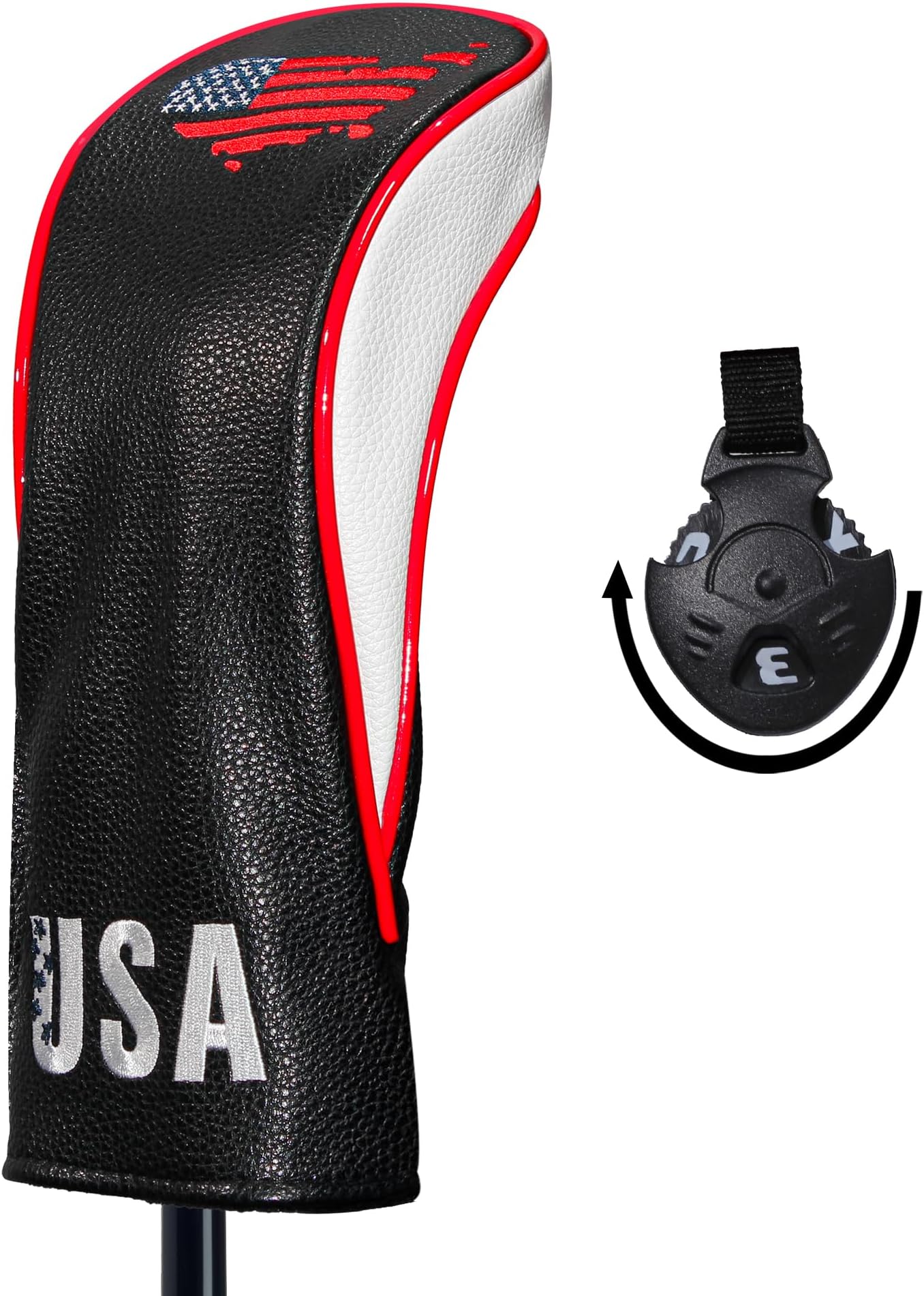 Golf Club Head Covers,4pcs or 1pc USA Golf Head Covers for Woods and Driver Fairway Hybrid - PU Leather Mallet Blade Putter for Men Women Golf Enthusiast