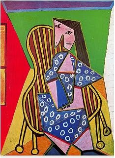 NIOEWRFI Picasso Posters Woman in Blue Dress Wall Art Picasso Painting Cubism Canvas Print Abstract Retro Picture For Living Room Decor 40x60cm No Frame