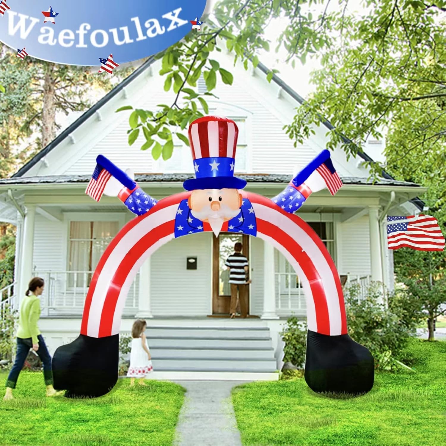 11 Ft Long 4th of July Inflatables Archway Outdoor Decorations, Fourth July Patriotic Blow Up Uncle Sam with High Hat American Flag Arch Built-in Led Inflatable for Holiday Memorial Day Yard Outdoor : Patio, Lawn & Garden