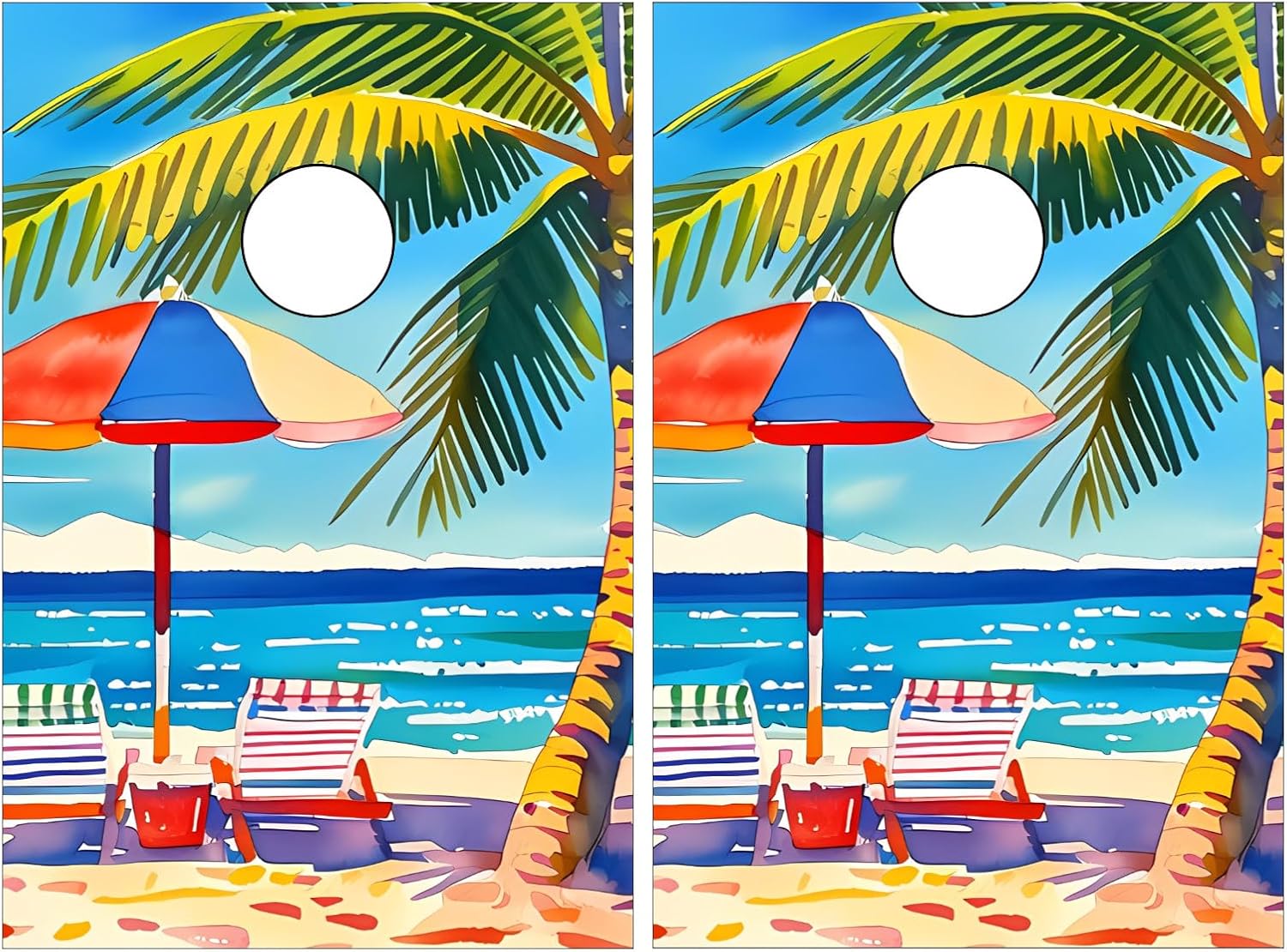 Cornhole Board Wraps Ocean Beach Cornhole Skins for Boards,3ft x 2ft Skin Decal Vinyl Wrap for Cornhole Game Board Bag Toss (2xpcs.)