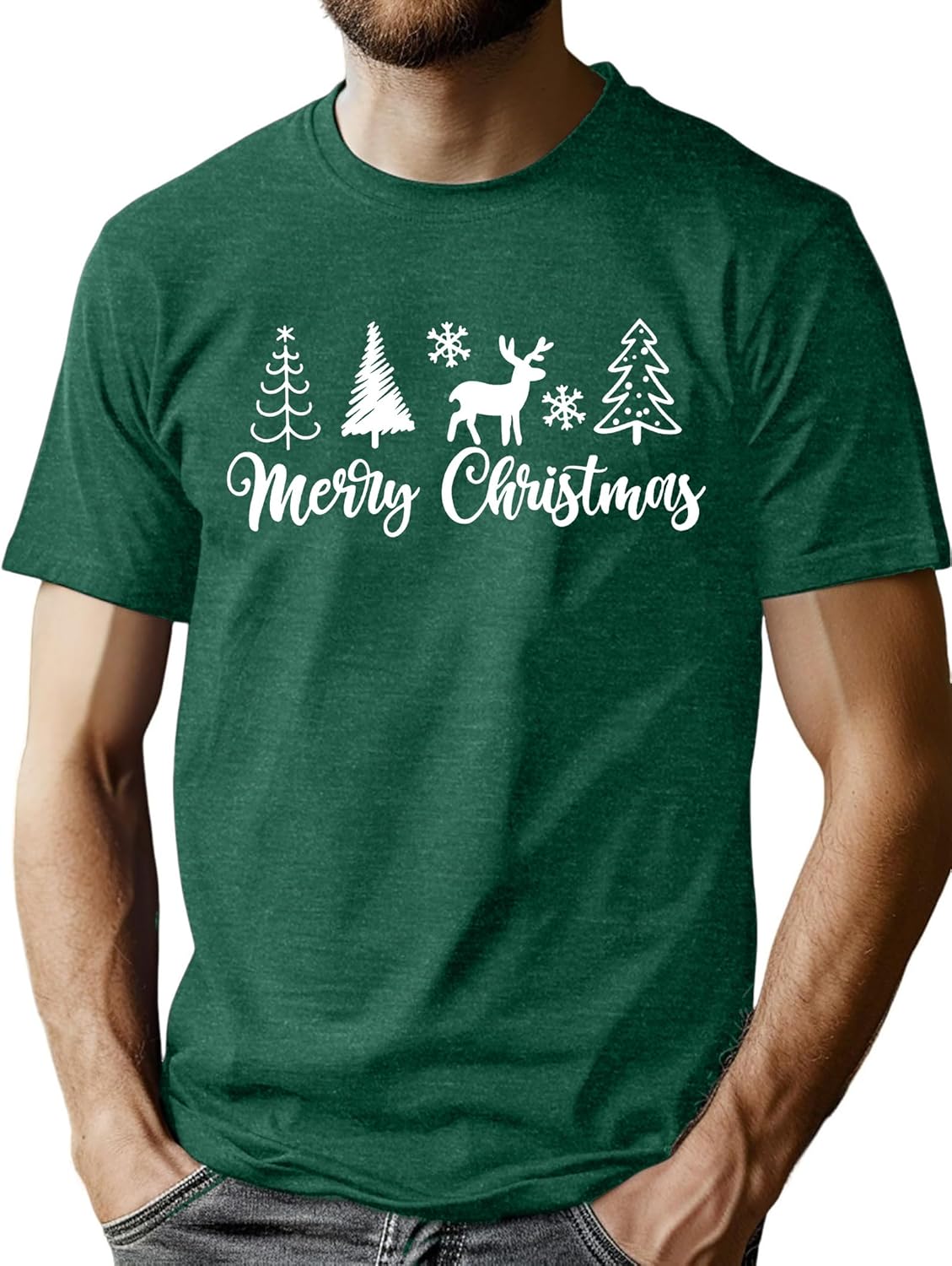 LAZYCHILD Christmas Shirts for Men: Merry Christmas Shirts Men Christmas Tree Shirt Believe Xmas Tops