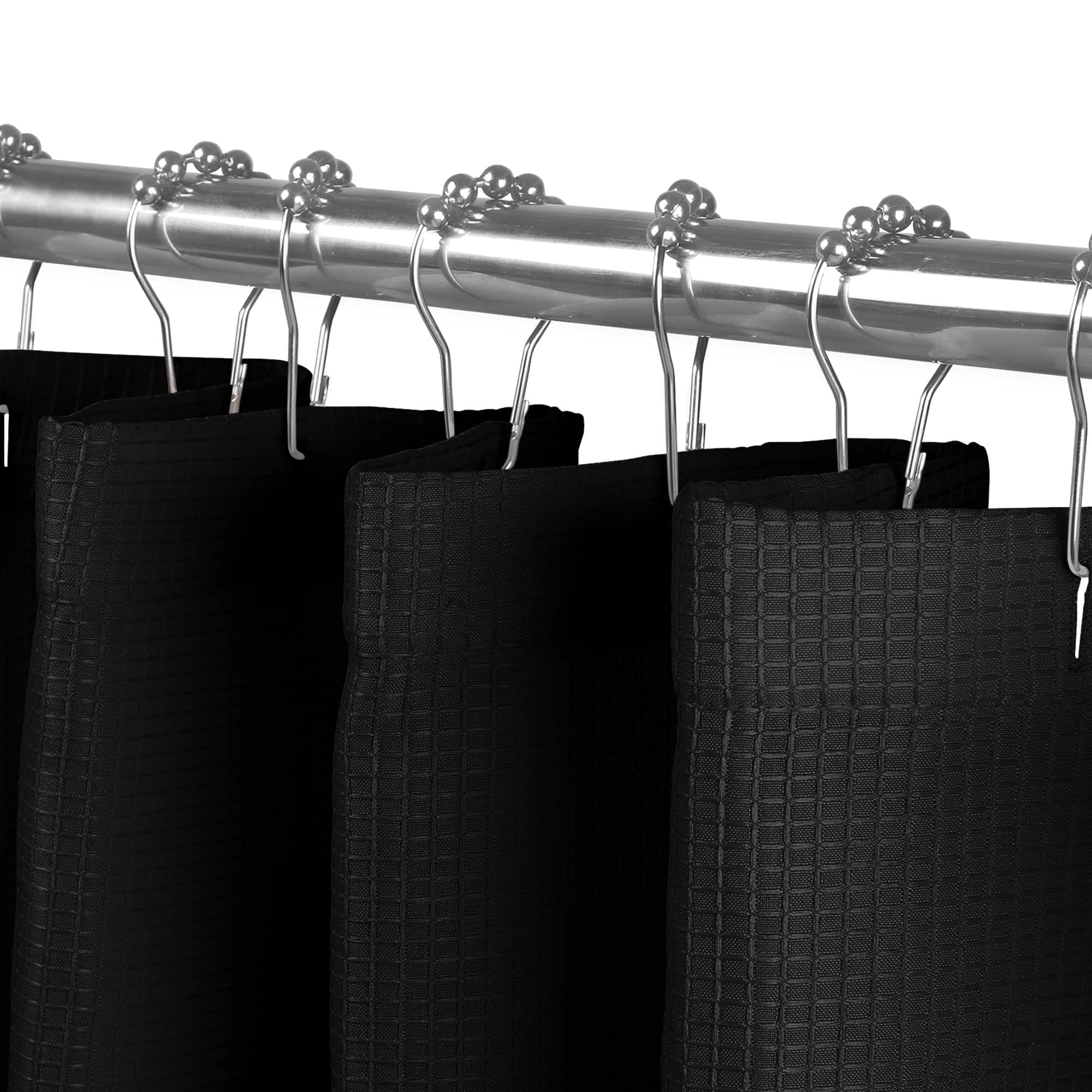 Shower Curtain, Clear Shower Curtains Liner, Long Waffle Curtain for Bathroom, Home, Spa, Hotel Décor, and Living Room, Bathroom Curtain (Black, 72 x 96 inches) by Pretty House