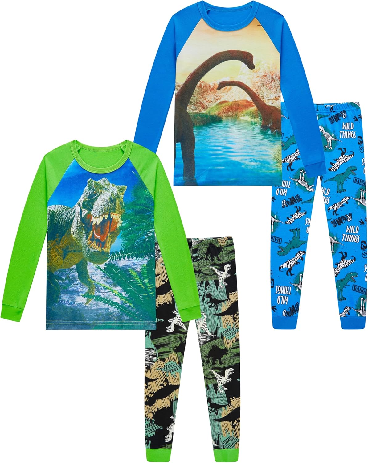 Pajamas for Boys Dinosaur Rocket Space 4-Piece PJs Long Sleeve Sets Sleepwear 2-12 Years Pajamas for Boys Dinosaur Rocket Space 4-Piece PJs Long Sleeve Sets Sleepwear 2-12 Years