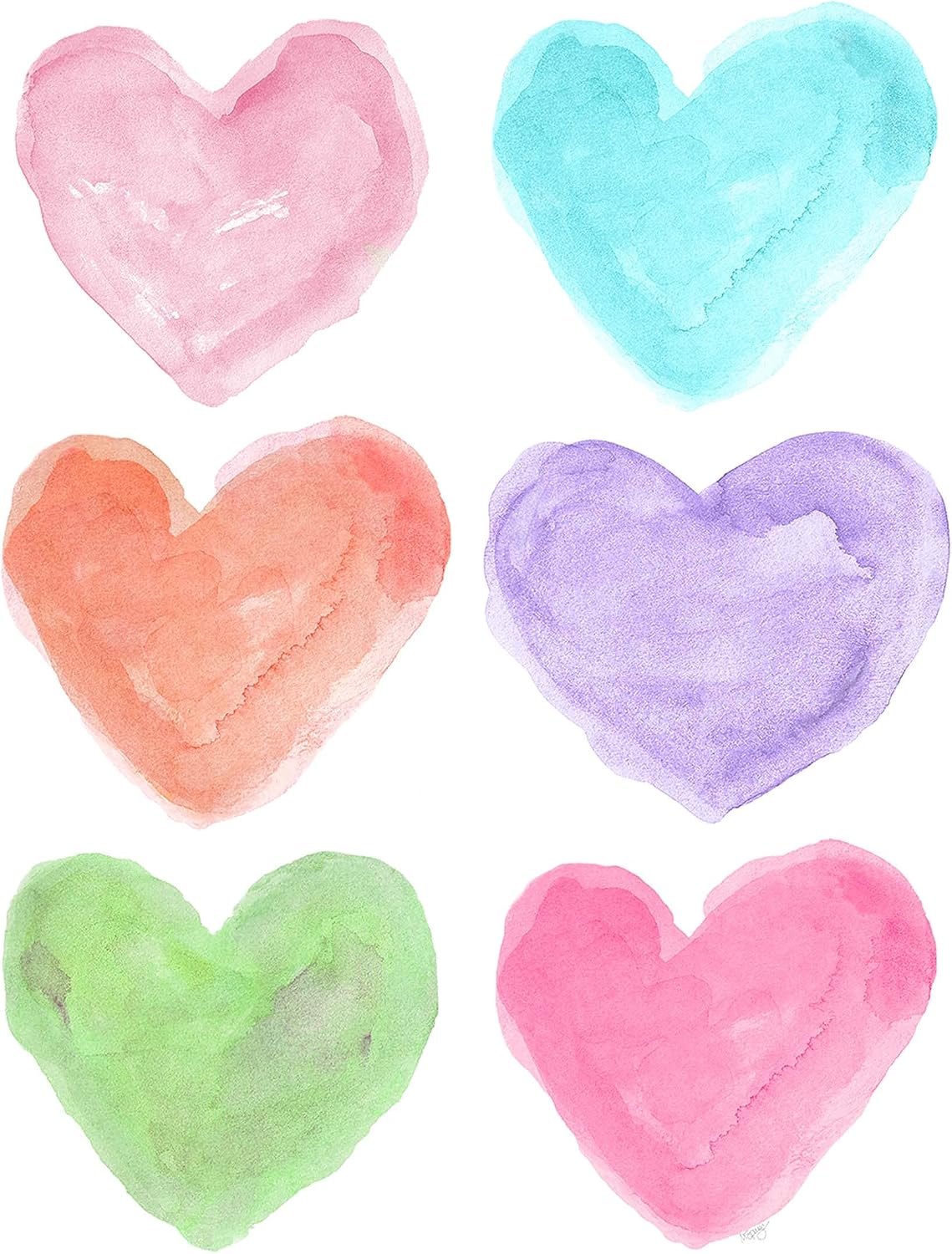 Bright Pastel Hearts Collage Art Print for Girls Room, Unframed