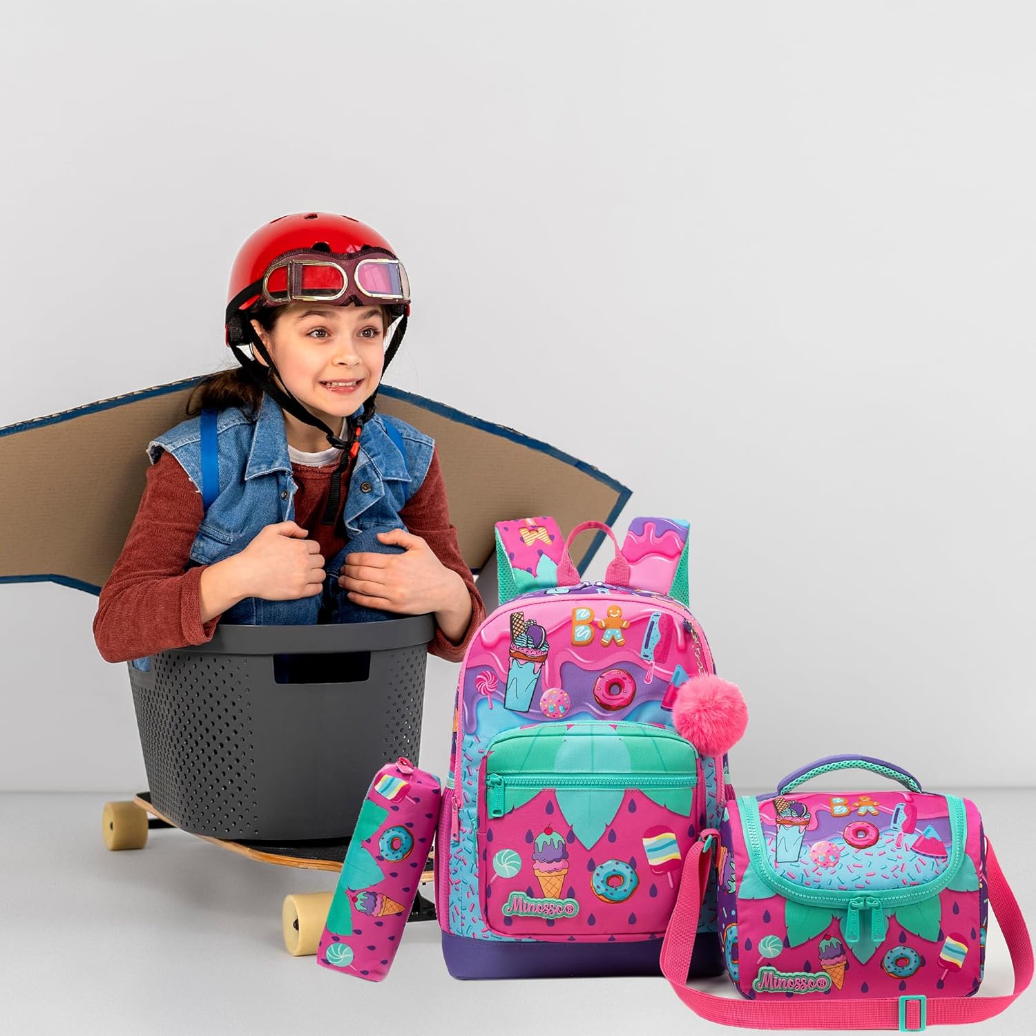 Girls Backpack for School Backpack for Girls 8-12 with Lunch Box Back to School Supplies Backpacks for Kids 10-12 Elementary Middle Student with Pencil Box