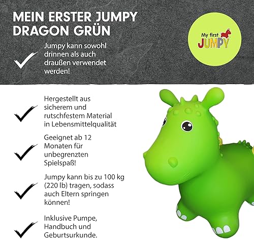 Miniatura 3 de GERARDO'S Jumpy - Bouncer inflable  Juguete de paseo de animales para niños, niños y niñas  estable y duradero para jugar en interiores y