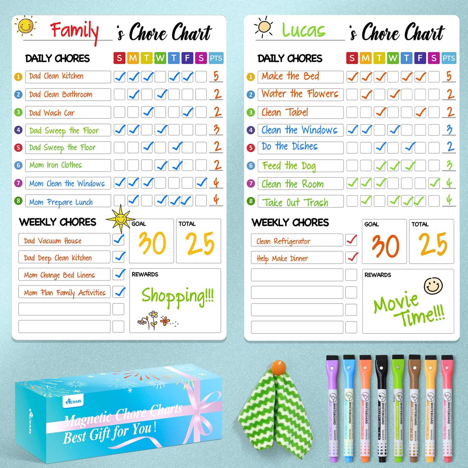 Amazon.com: Chore Chart for Kids with 8 Markers, 2 Pack 8