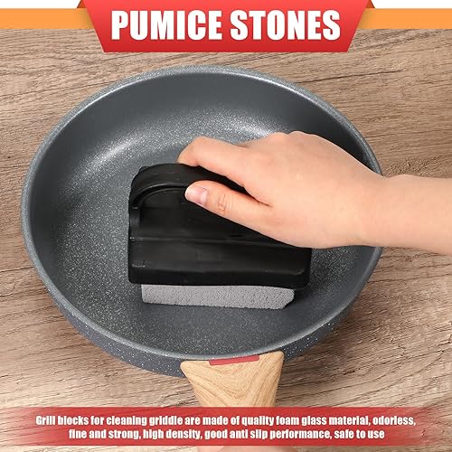 Miniatura 8 de Kacctyen 36 piezas de ladrillos de limpieza de ladrillos de limpieza de parrilla con mango ladrillos para limpieza de parrilla superior plana