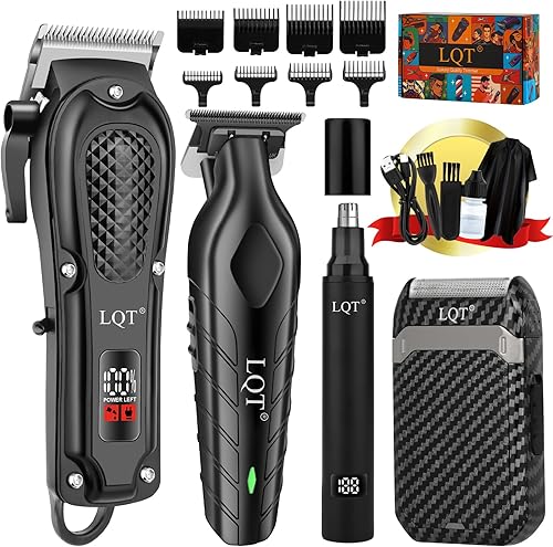 Cortapelos para hombres, juego de cortaúñas y recortadoras profesionales, inalámbricas para cortar el cabello, recortadora de nariz y orejas,