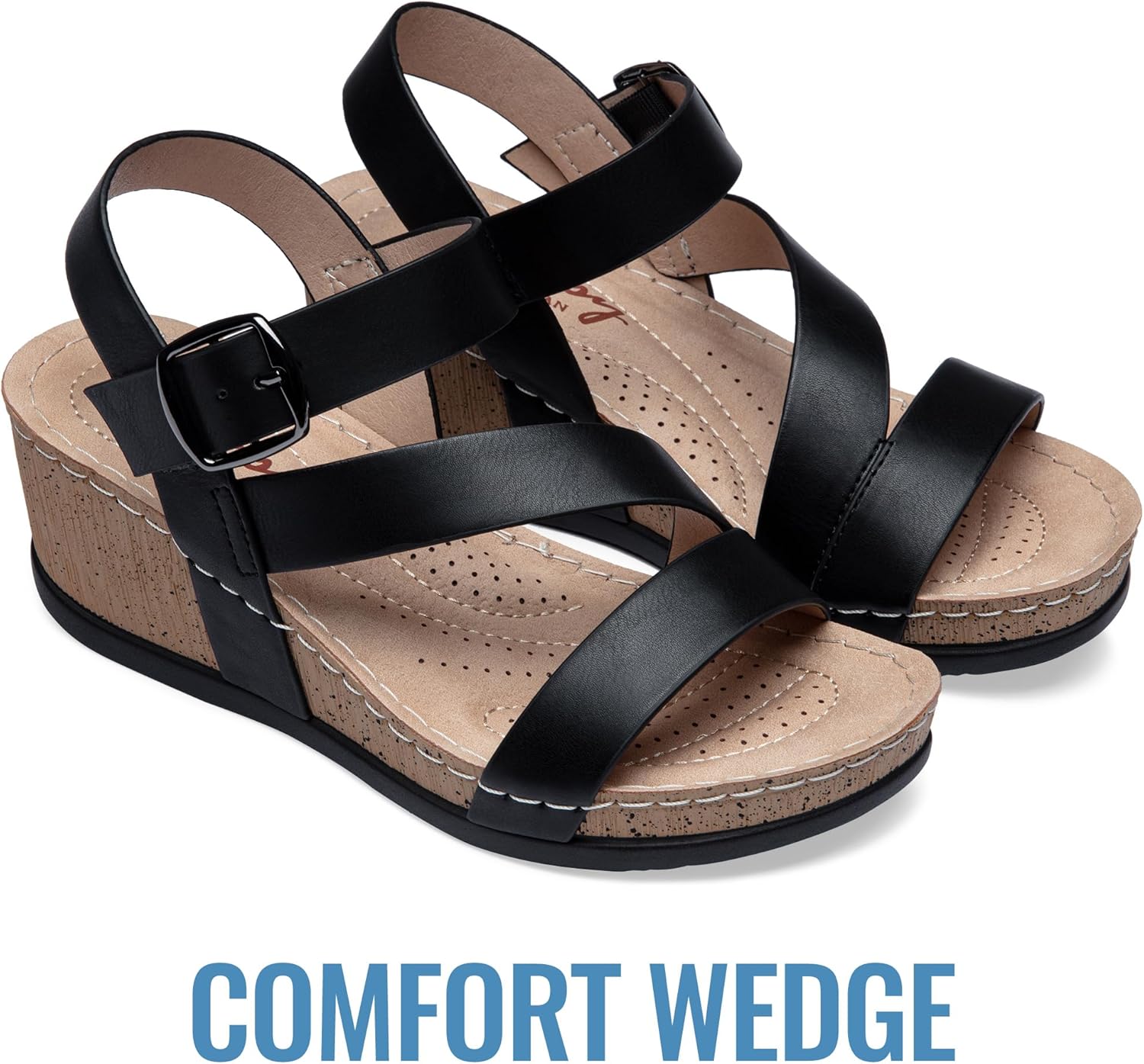 Jeossy Women's Platform Wedge Sandals 835 Comfortable Open Toe Ankle Strap Summer Walking Sandals with Buckle - Image 4
