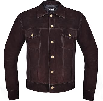 Deckra Premium Suede Leather Jacket Men Vintage Cowskin Leather Multi Pockets Casual Trucker Collared Coat Winter