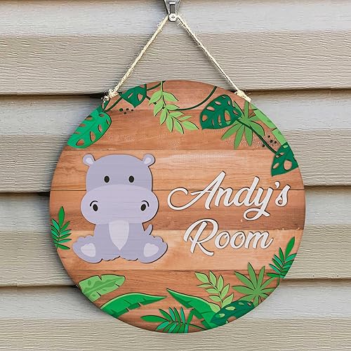 Vista 30 de Hyturtle Letrero personalizado de elefante, letrero personalizado de bosque, nombre del niño, letrero de puerta de niños, decoración de pared