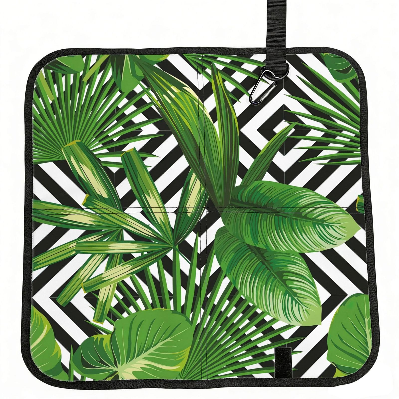 DIEzig Palm Tree Tropical Plant Printed Compact Foldable Sitting Pad Oxford Base, Portable Cushion for Fishing Sports Events