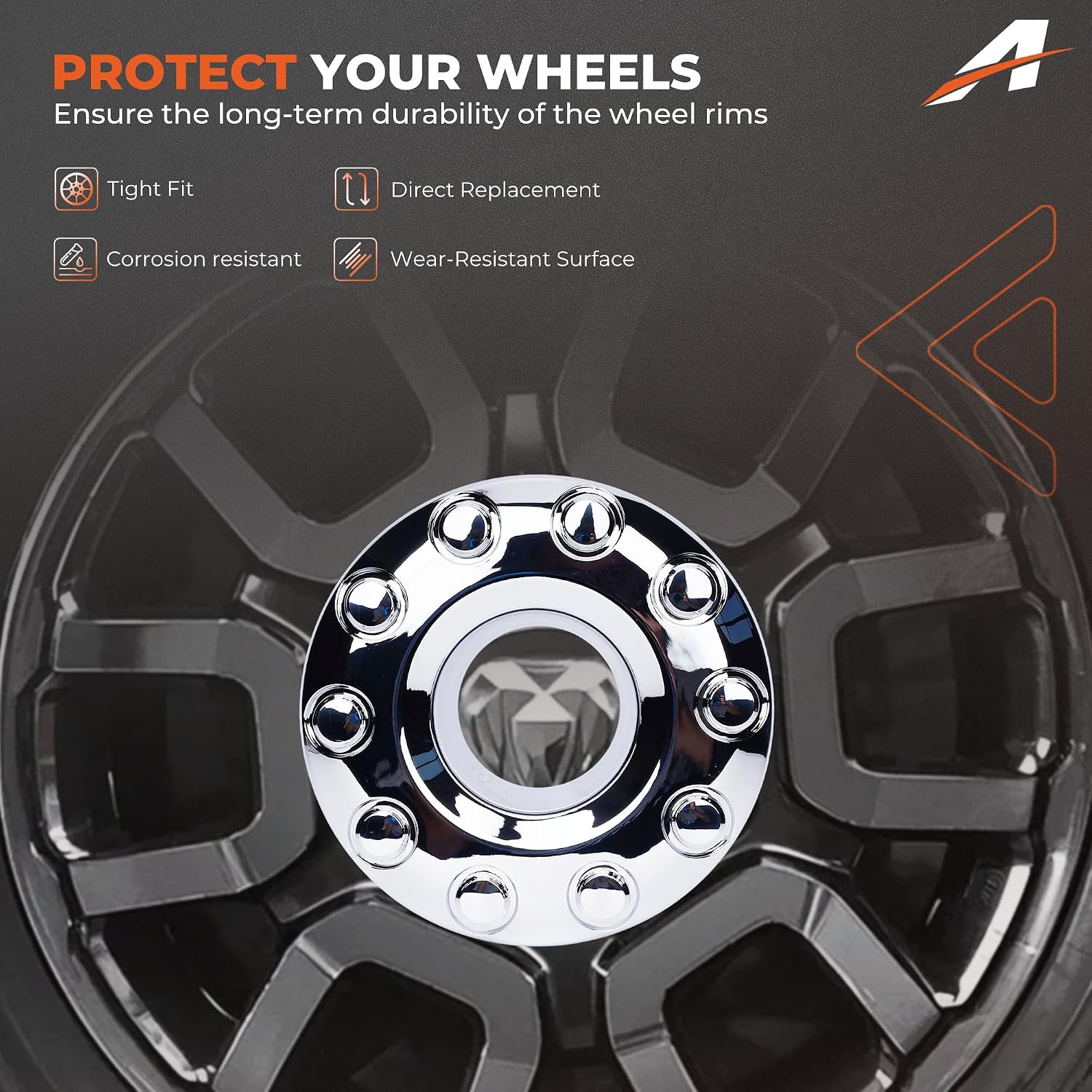 Rear Wheel Center Hub Cap Compatible with 2017-2023 Ford F450 Super Duty Dually, Chrome Finish Truck Wheel Middle Rim Cover Replaces HC3Z-1130-W, 1-Piece