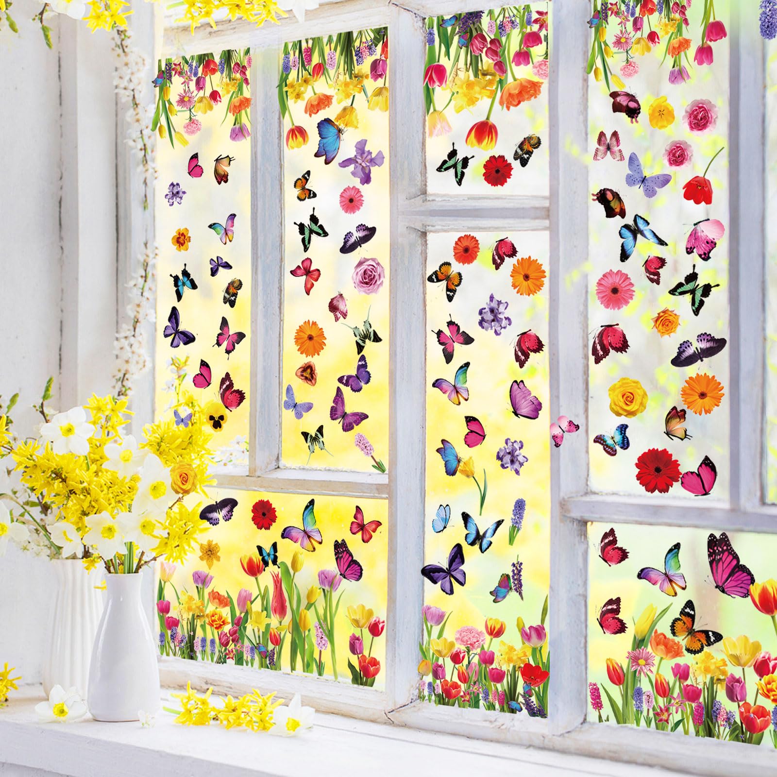 Raamstickers, 9 vellen voor lente en zomer, zelfklevend, decoratie voor