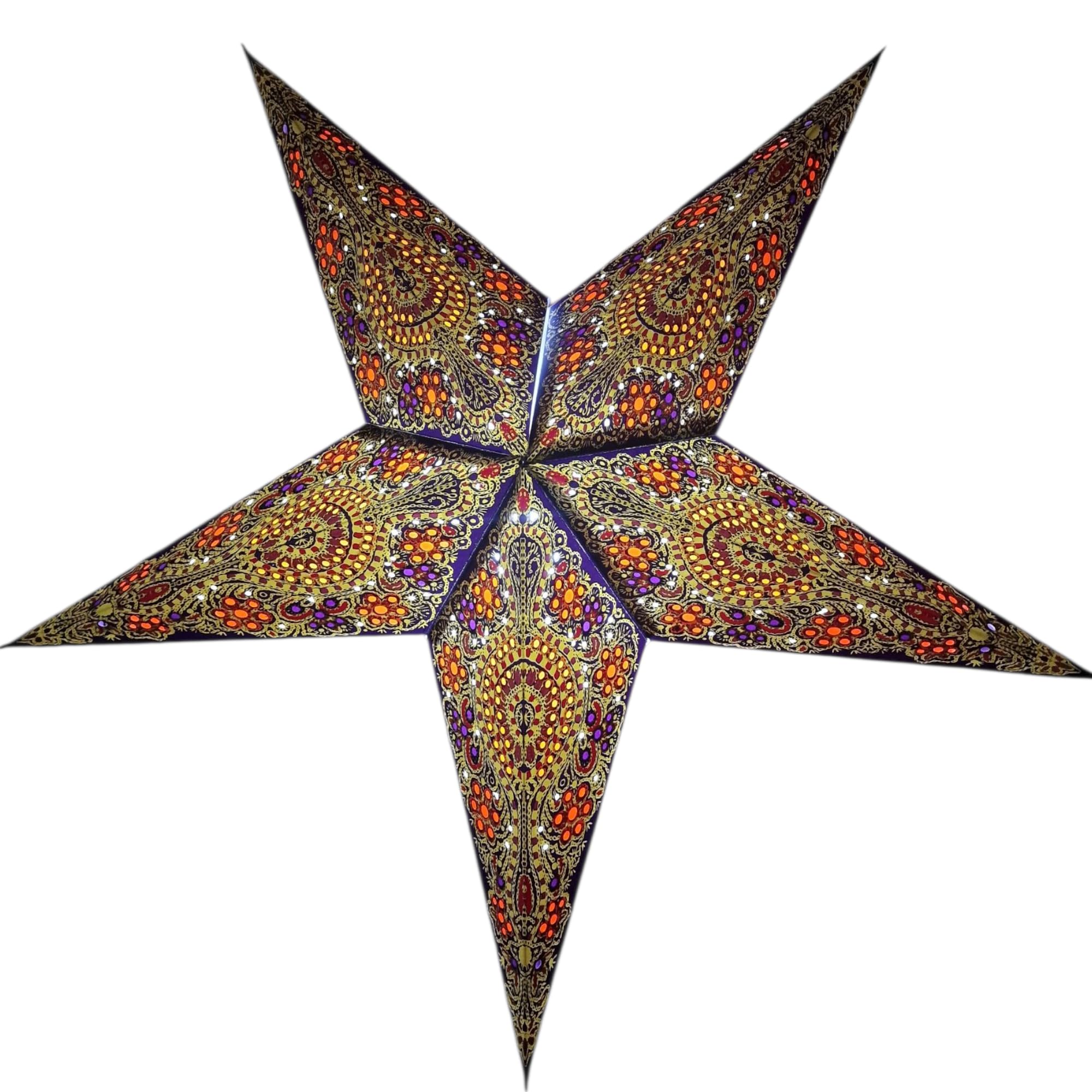 YEPSIO Lantern Lampshade Paper Star Light Shades Large 60cm Hanging Decorations for Christmas Wedding Home Decoration Birthday Party Foldable 5 Pointed Star (Purple, Creme) — image 1