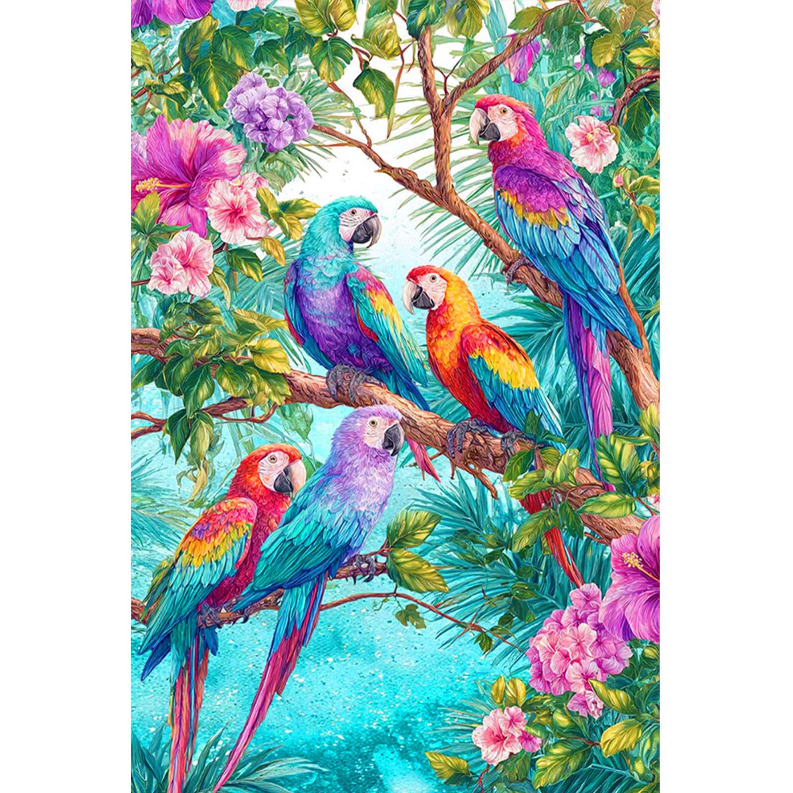 Poetrydraw Some Parrots Parrots 5D Round Drill Diamond Art Kit 40X60cm Large Diy Painting For Adults & Beginners Gift