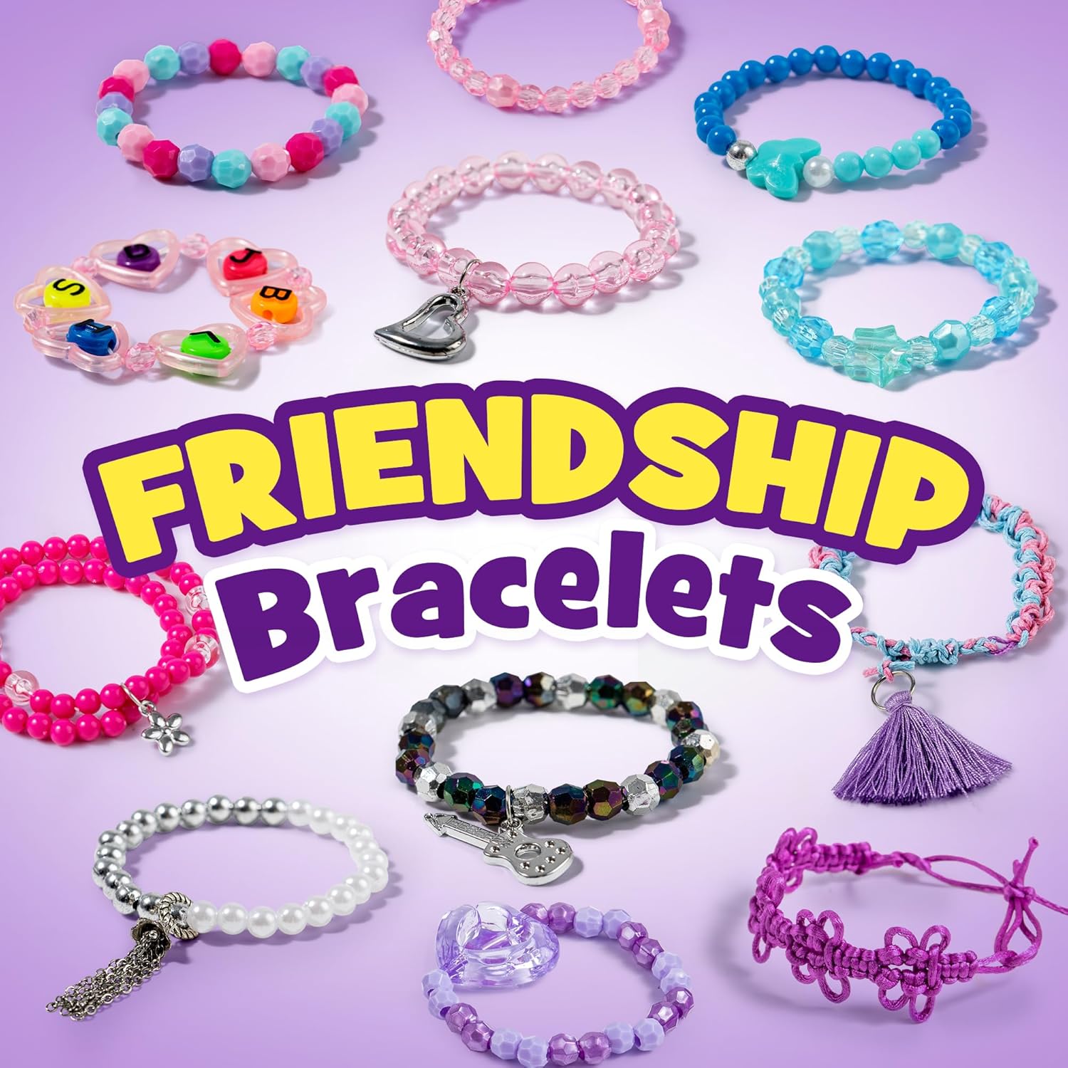 P&C Bead Bracelet Making Kit for Girls Ages 6-12 with Storage Tower 1600pcs Bulk Kandi Beads for Bracelet with Pony Alphabet Beads & Charms Arts and Crafts Kit Gift for Birthday Christmas Toy