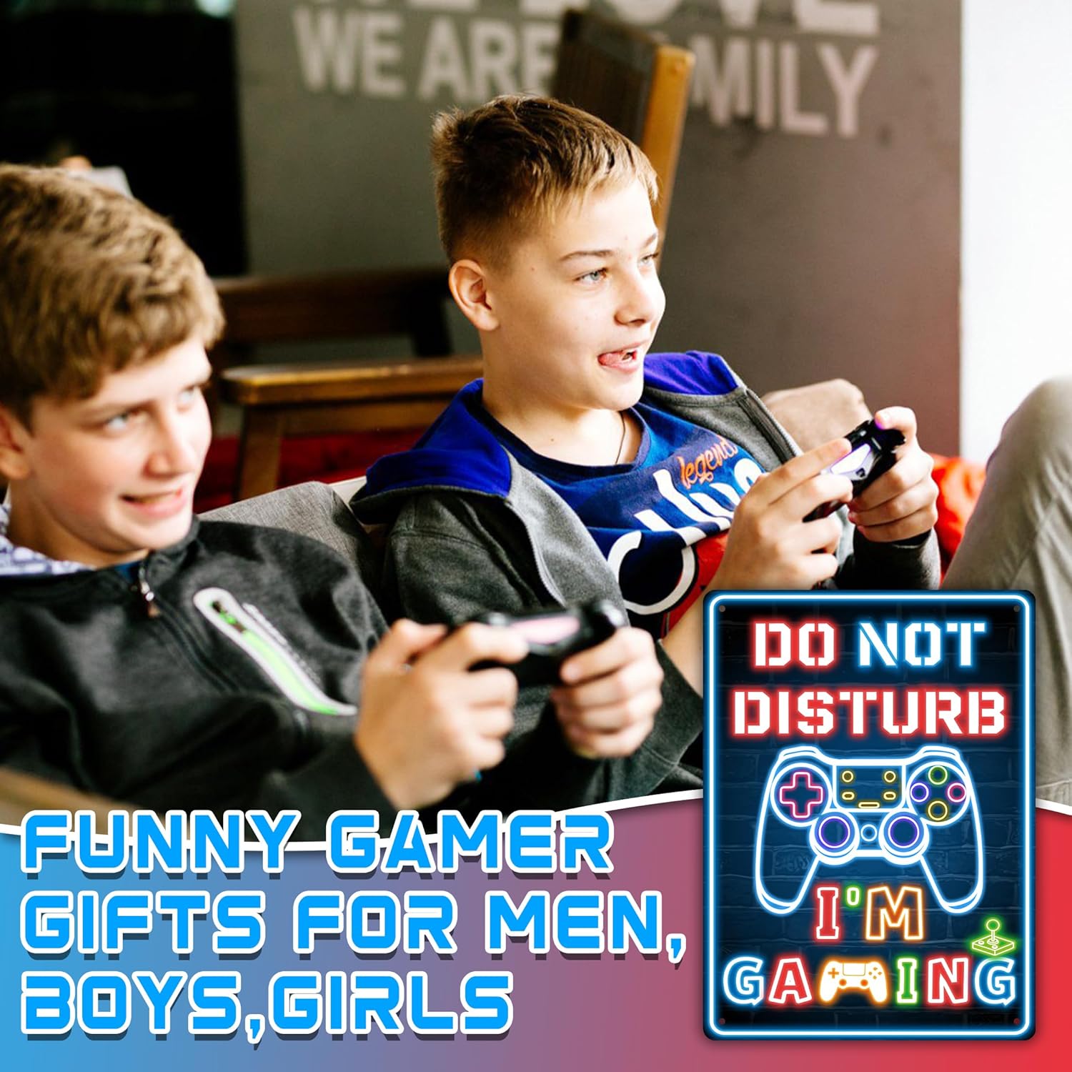 Do Not Disturb I'M Gaming Sign - Cool Waterproof Plastic Neon Gaming Posters Hanging Signs For Bedroom Game Room Door Wall Decor -Holiday Birthday Gift For Gamer, Teen Boys, Boyfriend, Men 11" * 8.2"