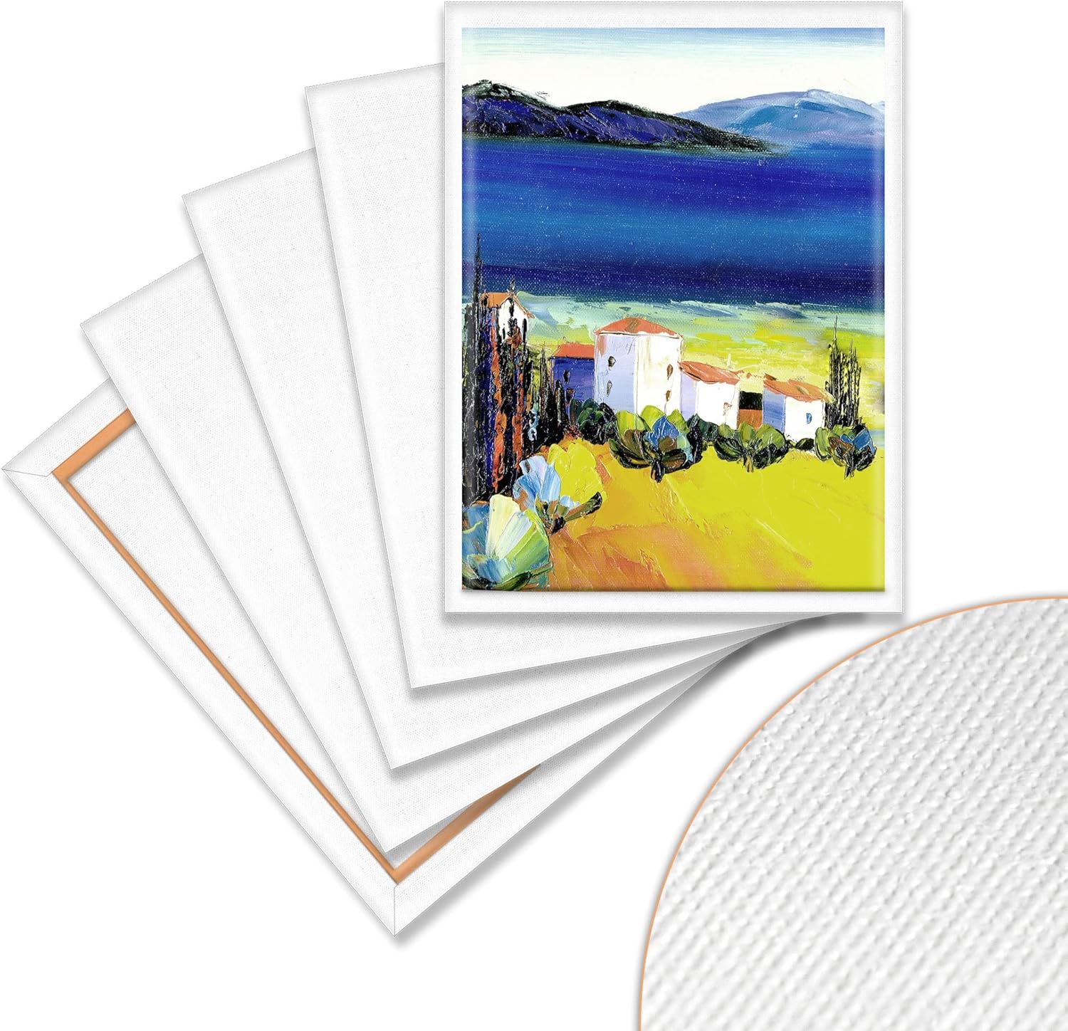 Blank Canvas for Painting 5pcs 11.8x15.7 inches Artist Canvases Frame Board Panels, 100 Cotton