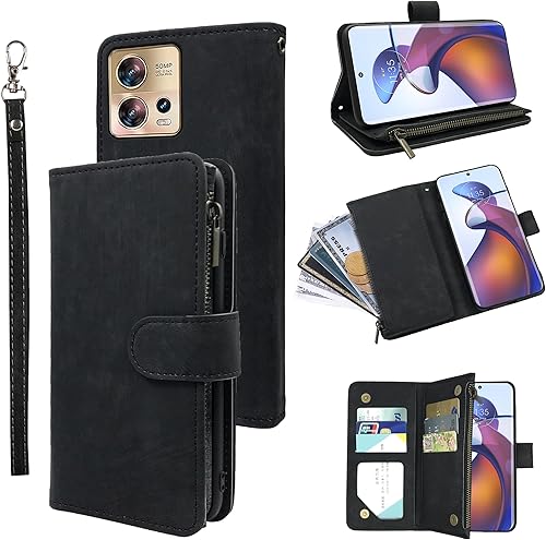 Compatible con Motorola Moto S30 Pro 5GMoto Edge 30 Fusion - Funda tipo cartera y soporte para tarjetas de crédito vintage de primera calidad,