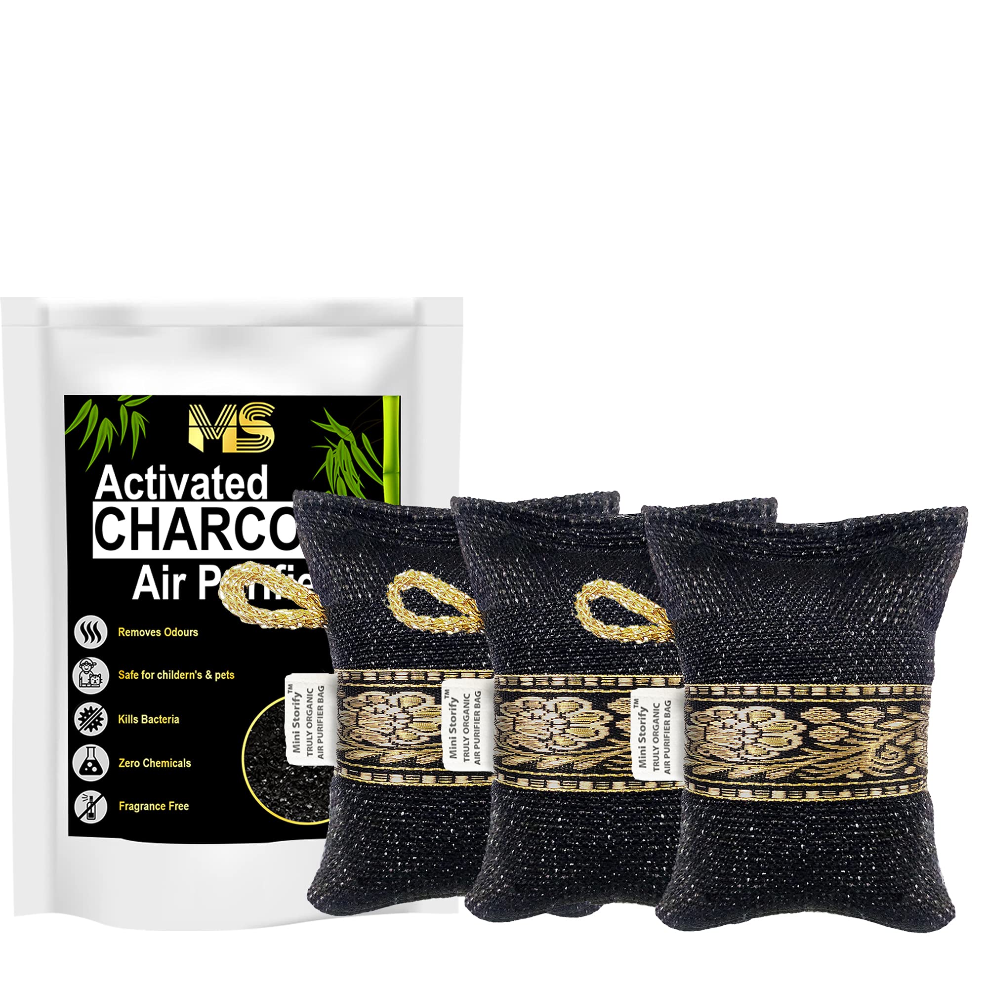 Mini Storify – Non Electric Activated Charcoal Air Purifier Bag | Pack of 3 | 500g x 3 – Natural Odor Remover and Deodorizer – Organic Air Freshener Bags for Shoe Rack, Car, Kitchen, Bathroom (B08WLRGXD5) Amazon Price History, Amazon Price Tracker