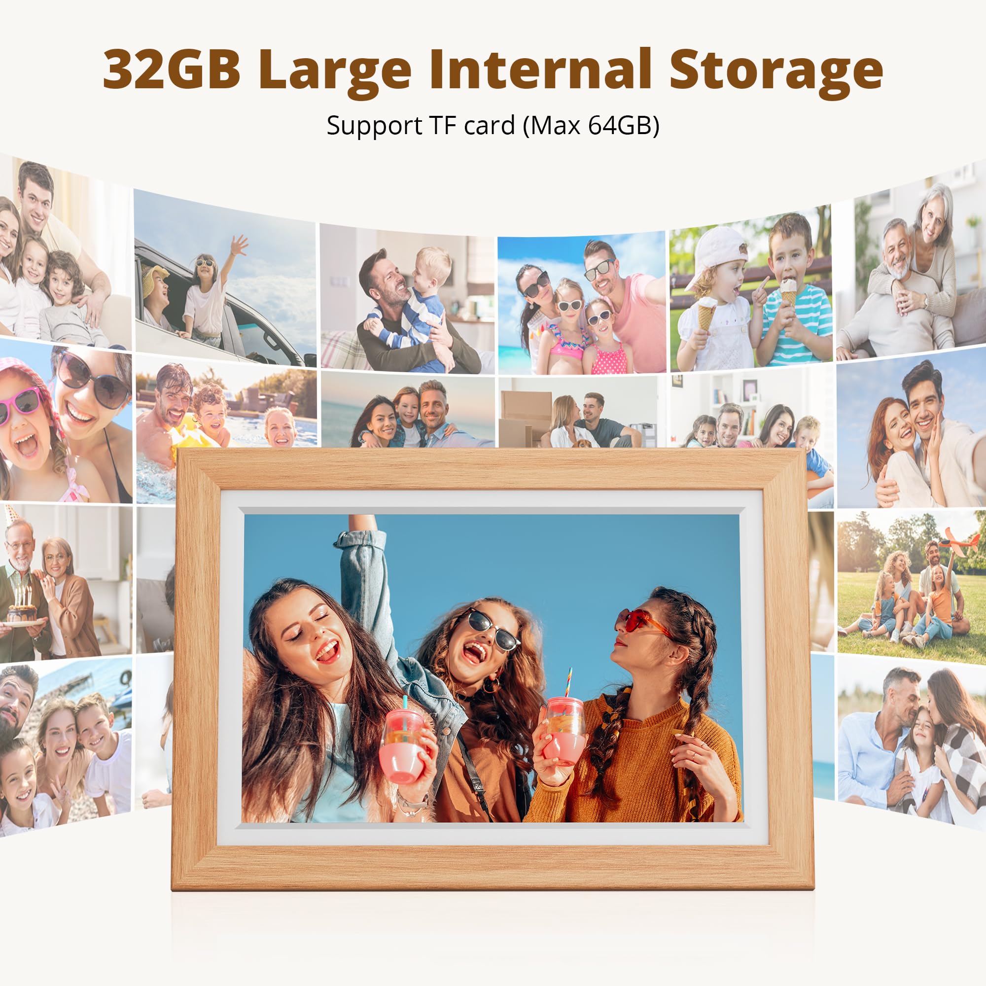 Dragon Touch Cornice digitale WiFi 10 pollici IPS Touch Screen Digital Photo Frame Display, 32 GB di archiviazione, rotazione automatica, condivisione di foto tramite app, e-mail, cloud, classico 10