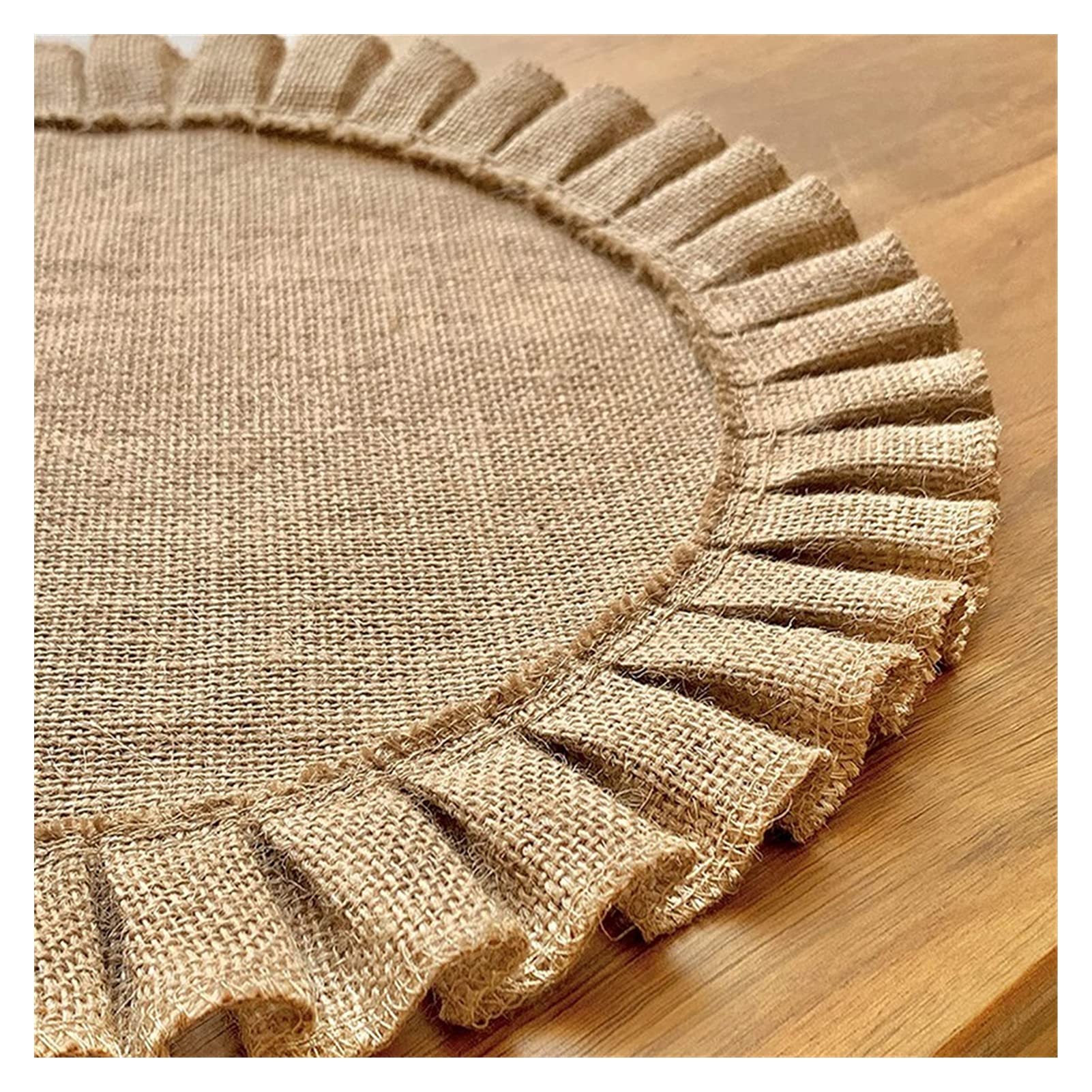 4Pcs Rustic Farmhouse Bur-lap Round Placemats, Size in 15 In Diameter