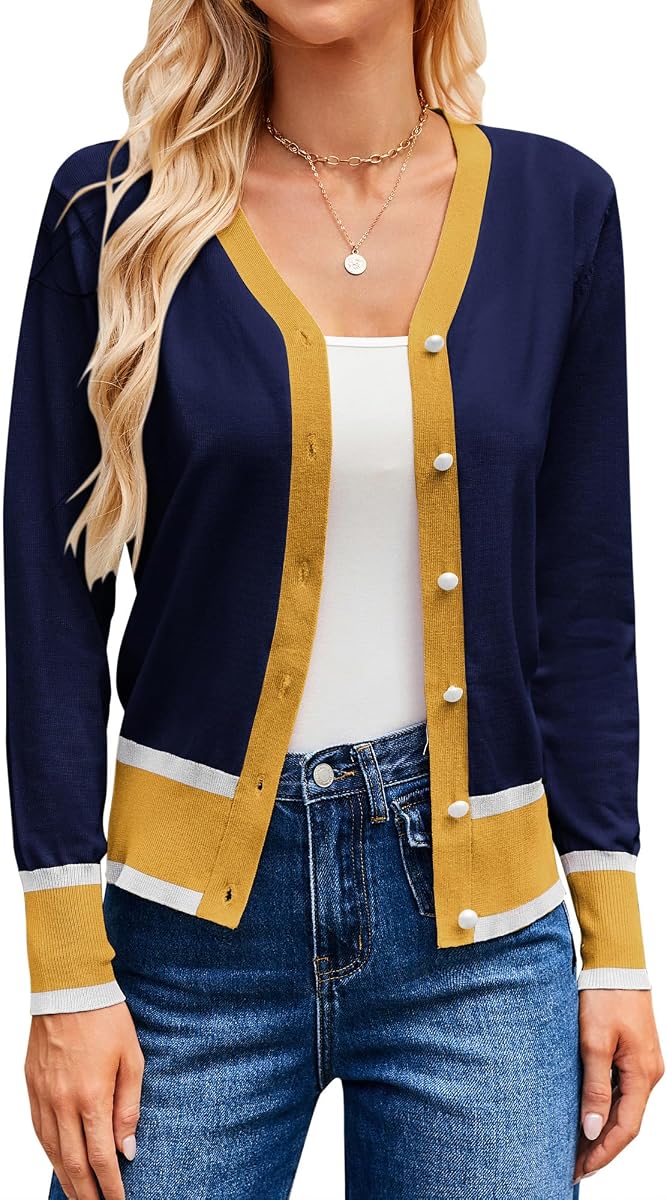 Suéteres de Cárdigan GRACE KARIN para Mujer Cárdigan Recortado de Manga Larga Verano Otoño Ropa de Ropa Encogimiento