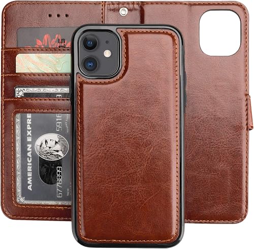 Bocasal Detachable Wallet Case Card Holder for iPhone 11, Brown