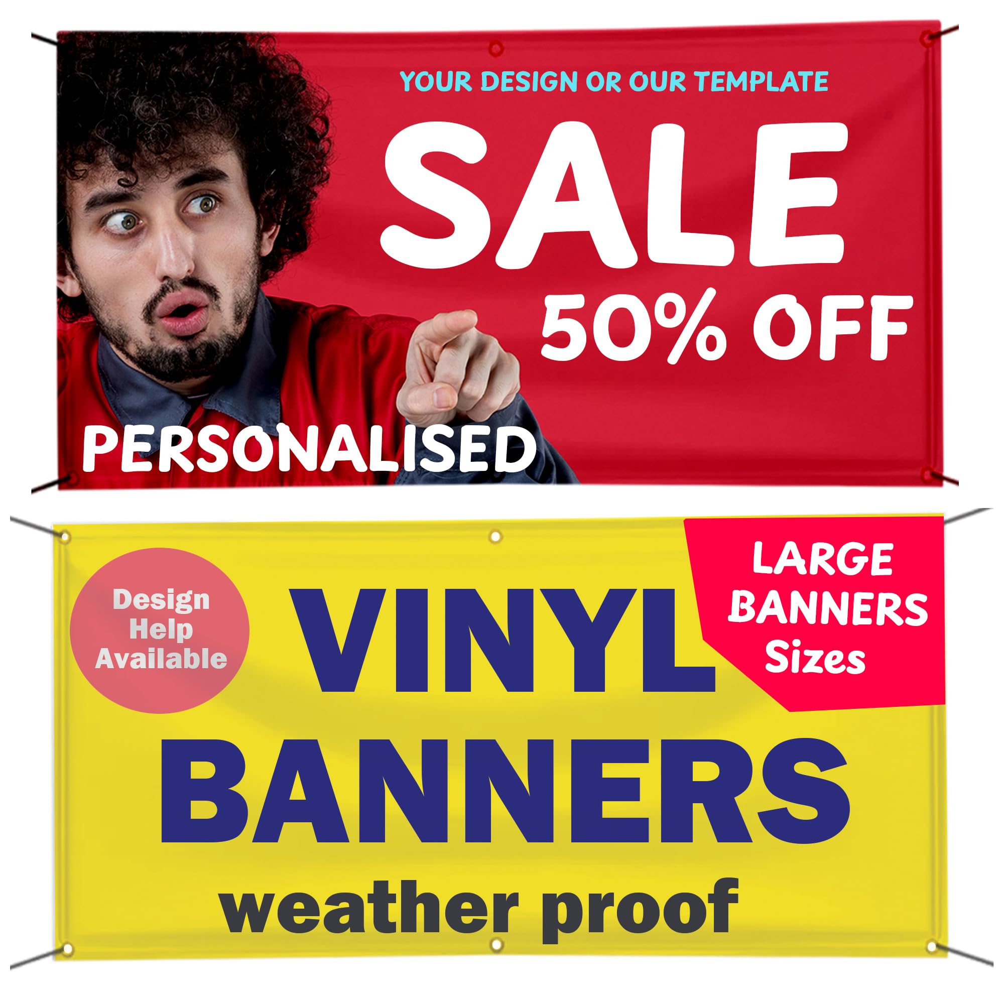 Personalised Sale Banner, Custom Poster, Shop Opening Banner, Summer Sale Sign, Business Event Signage, Customised Flag, Printed Advertising Banner with Custom Text & Design (Sale - Sale) — image 1