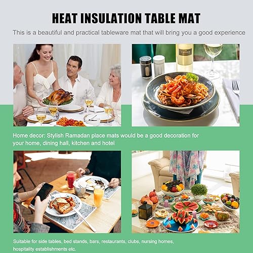 Miniatura 7 de ABOOFAN Mantel individual de encaje con tapetes, estilo retro, estilo francés, posavasos blancos, tapete ovalado para boda, cumpleaños, cena,