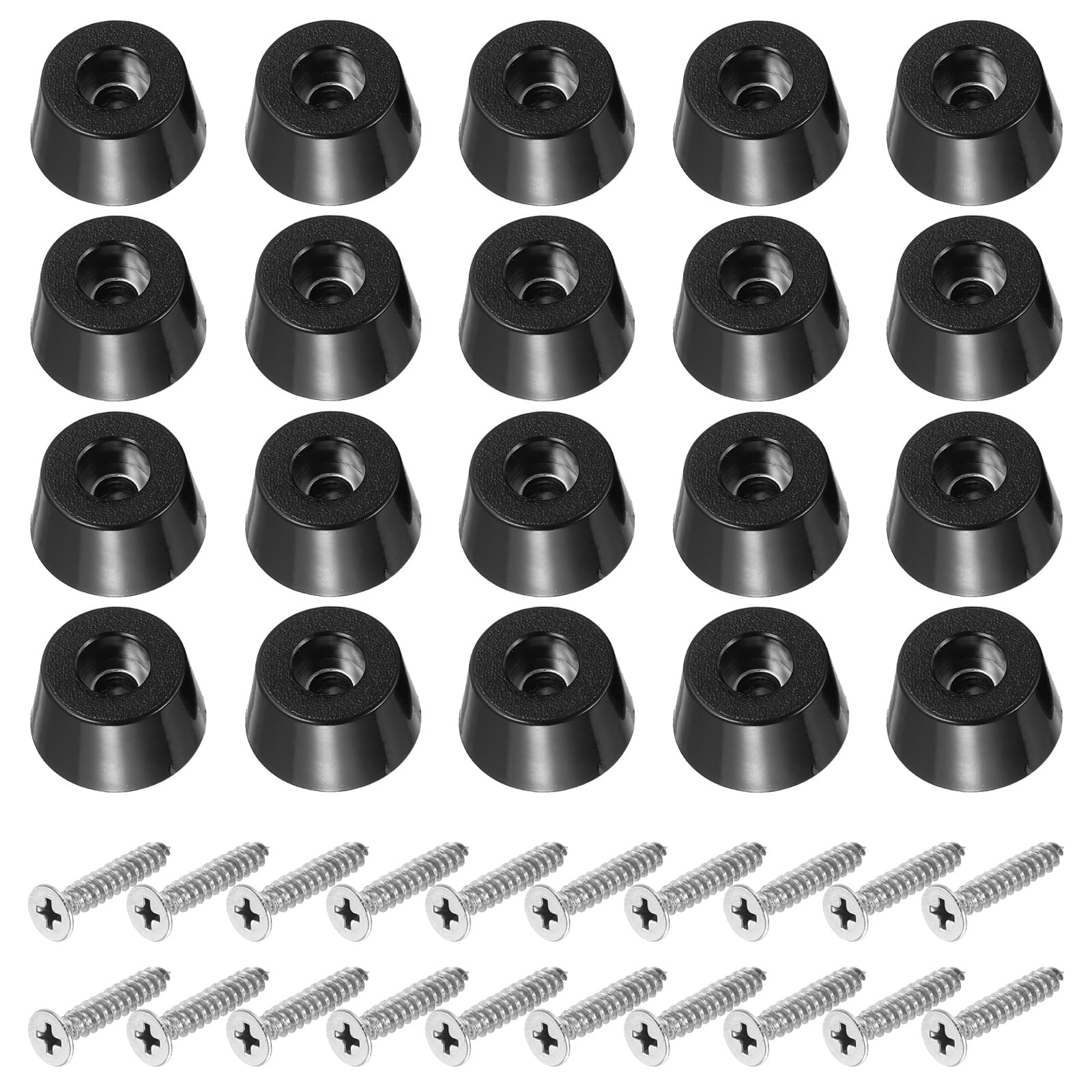 PATIKIL Cutting Board Feet,20 Pieces Non Slip Rubber Feet Bumpers with 304 Stainless Steel Screws for Cutting Board Furniture Chairs Desks 0.75"Wx0.41"H