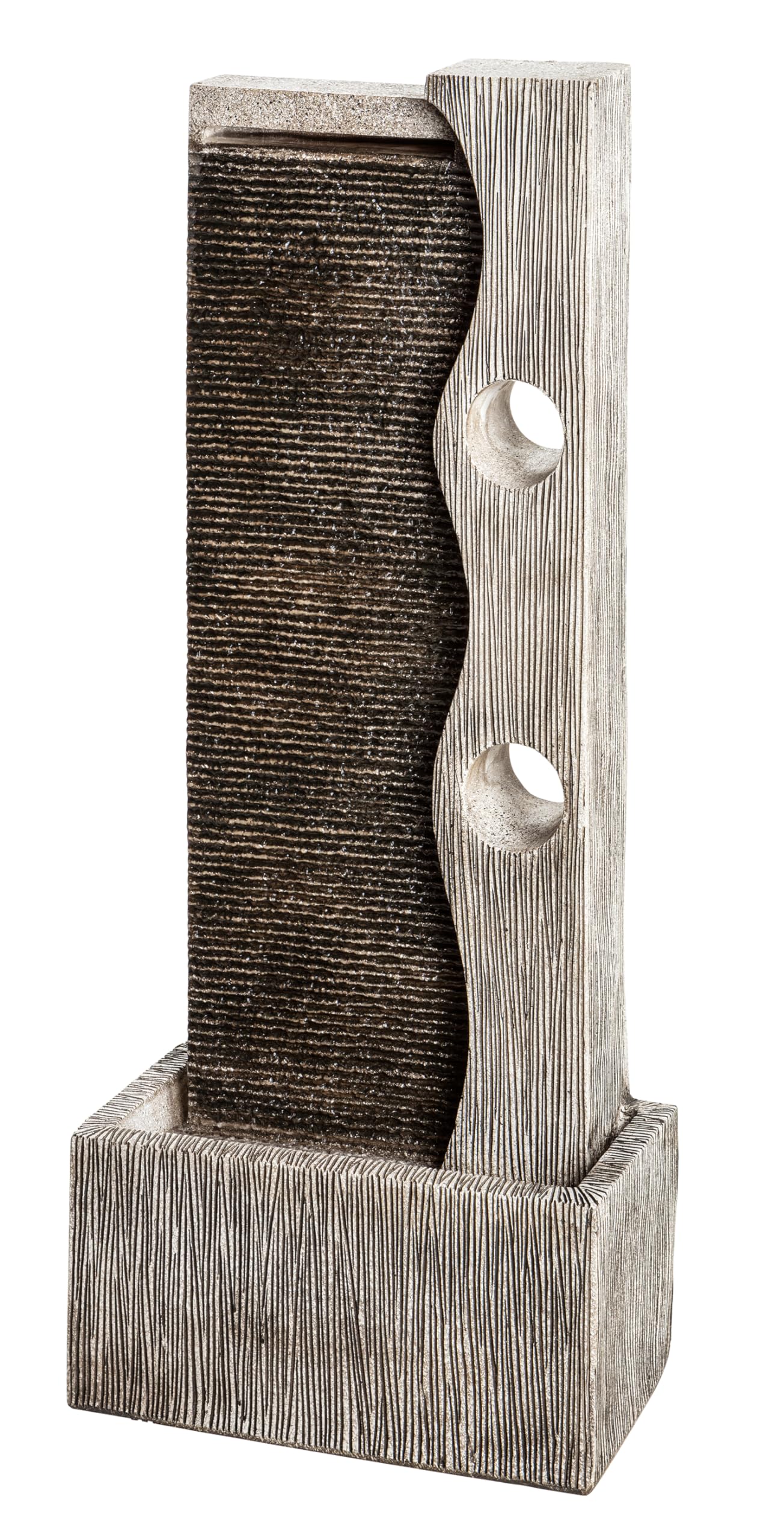 Dehner Fuente de jardín Eclipse con iluminación LED, Aprox. 100 x 40 x 19,8 cm, poliresina, Gris