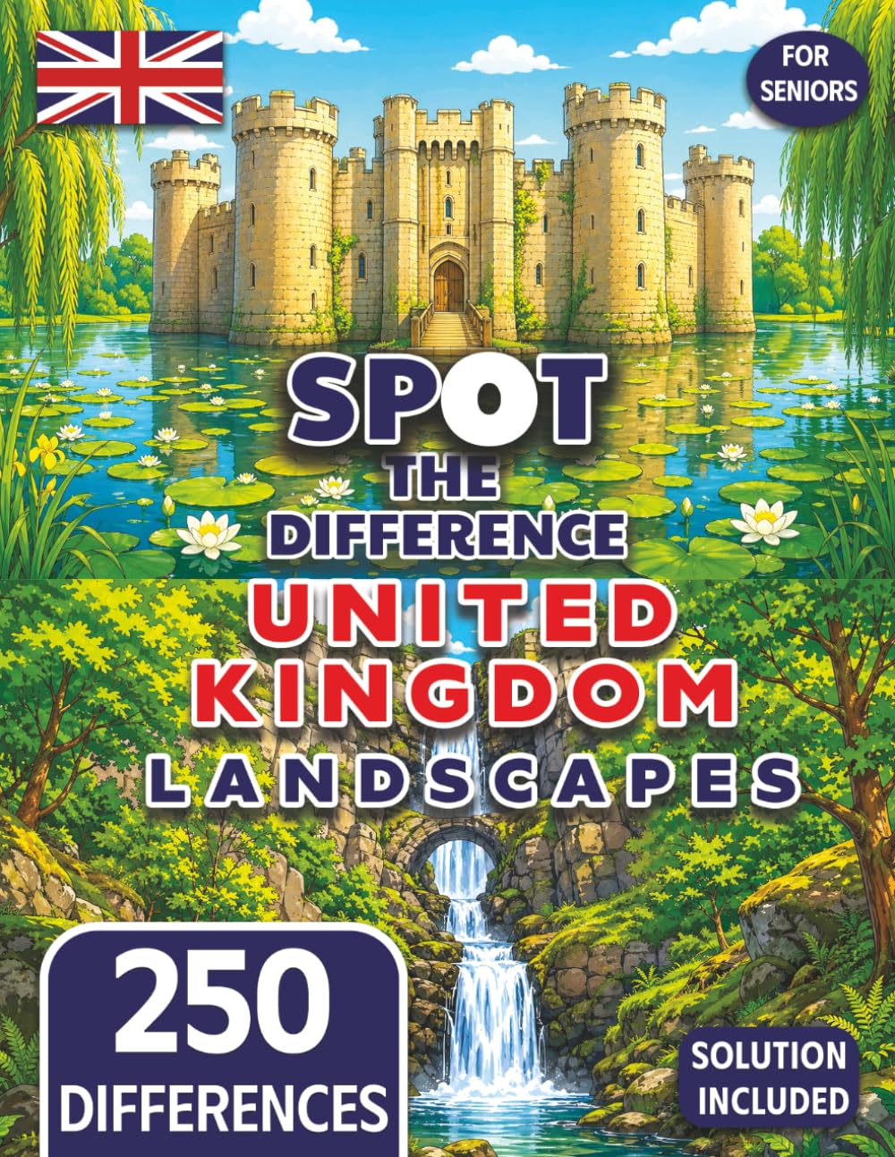 Spot the Difference for Seniors Colorful United Kingdom Landscape Illustrations (Seniors Stay Sharp Series)