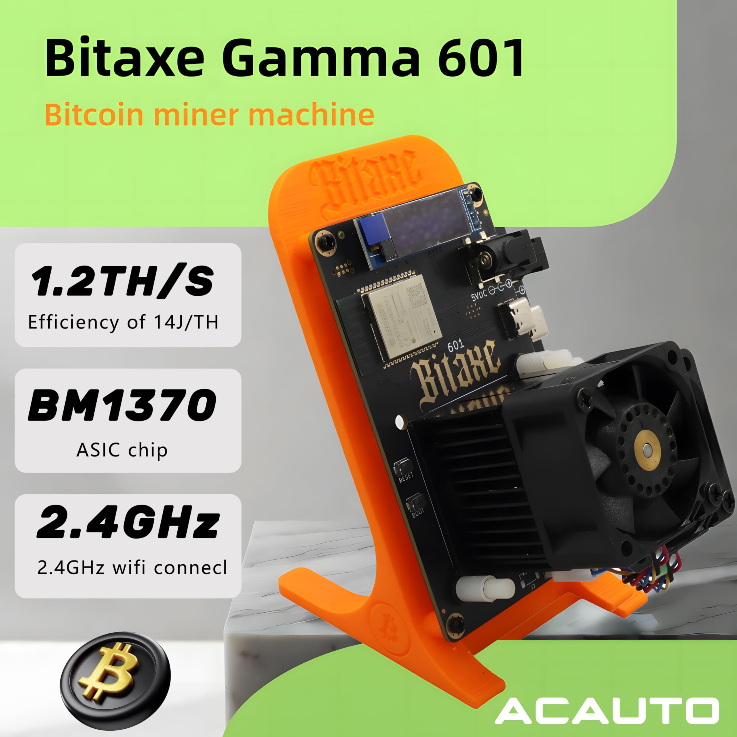 Ny Bitcoin Miner 1.2TH/s Bitaxe Gamma 601 BTC Miner BM1370 Asic Chip 2.4G  WiFi Crypto Miner Solo Lottery med låg effekt Asic Bitcoins Mining Machine  av ACAUTO : Amazon.se: Elektronik