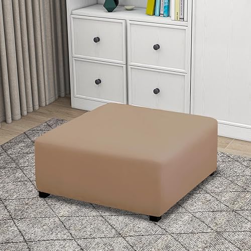 Vista 28 de PureFit Funda otomana rectangular de ajuste suave superelástica, para taburete de pies y muebles de almacenamiento plegables para sala de estar