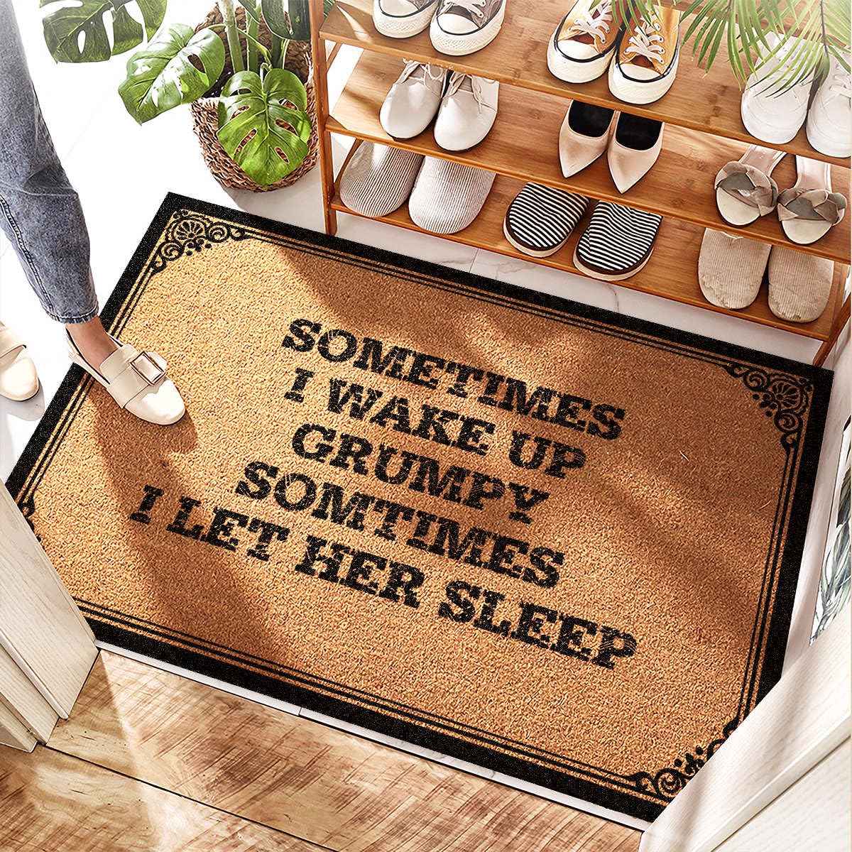 Tapis en noix de coco séchant Sometimes I Wake Up Grumpy pour commencer la journée avec humour