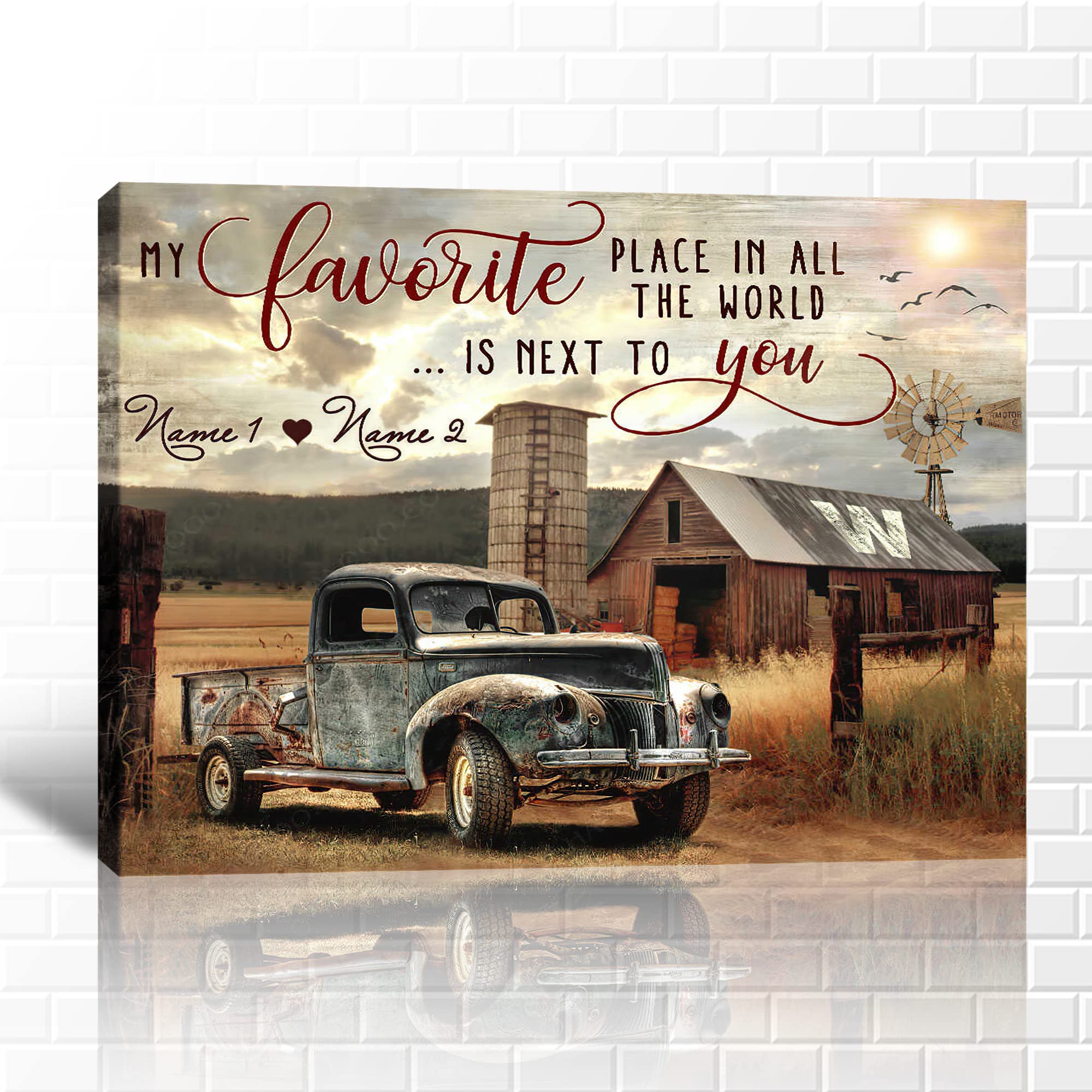 Amazon.com: Farmhouse Truck Wall Art - Old Truck Canvas Prints