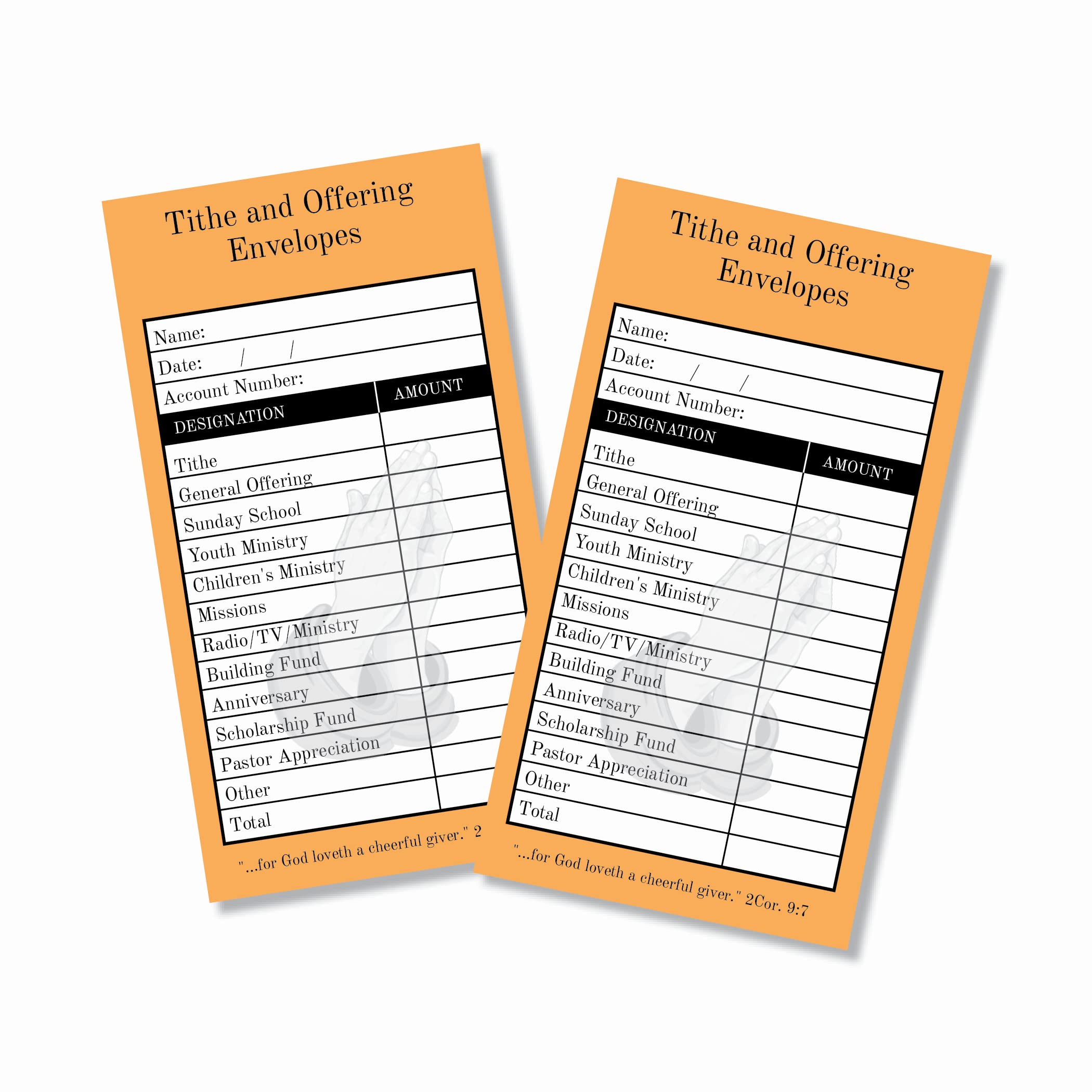 100 Tithes and Offering Envelopes for Church, 3 5/8" x 6 1/2", 24lb White Wove Paper, Color Printing on the Front Side, Dry Gummed Flap, Made and